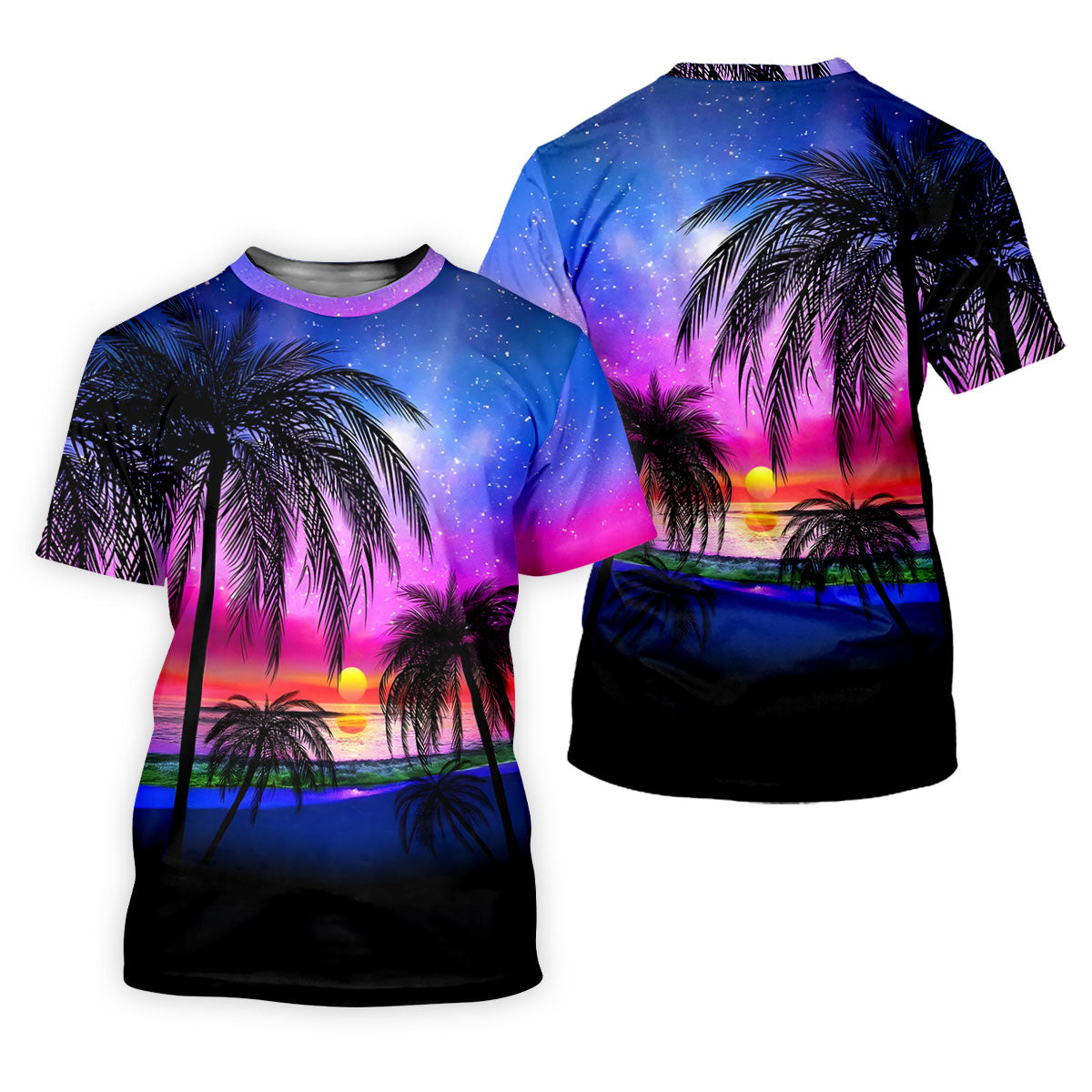 Palm Tree Beach Sunset Golf Shirt, Mens Golf Polo, Printed Golf Shirts, Golf Apparel For Men