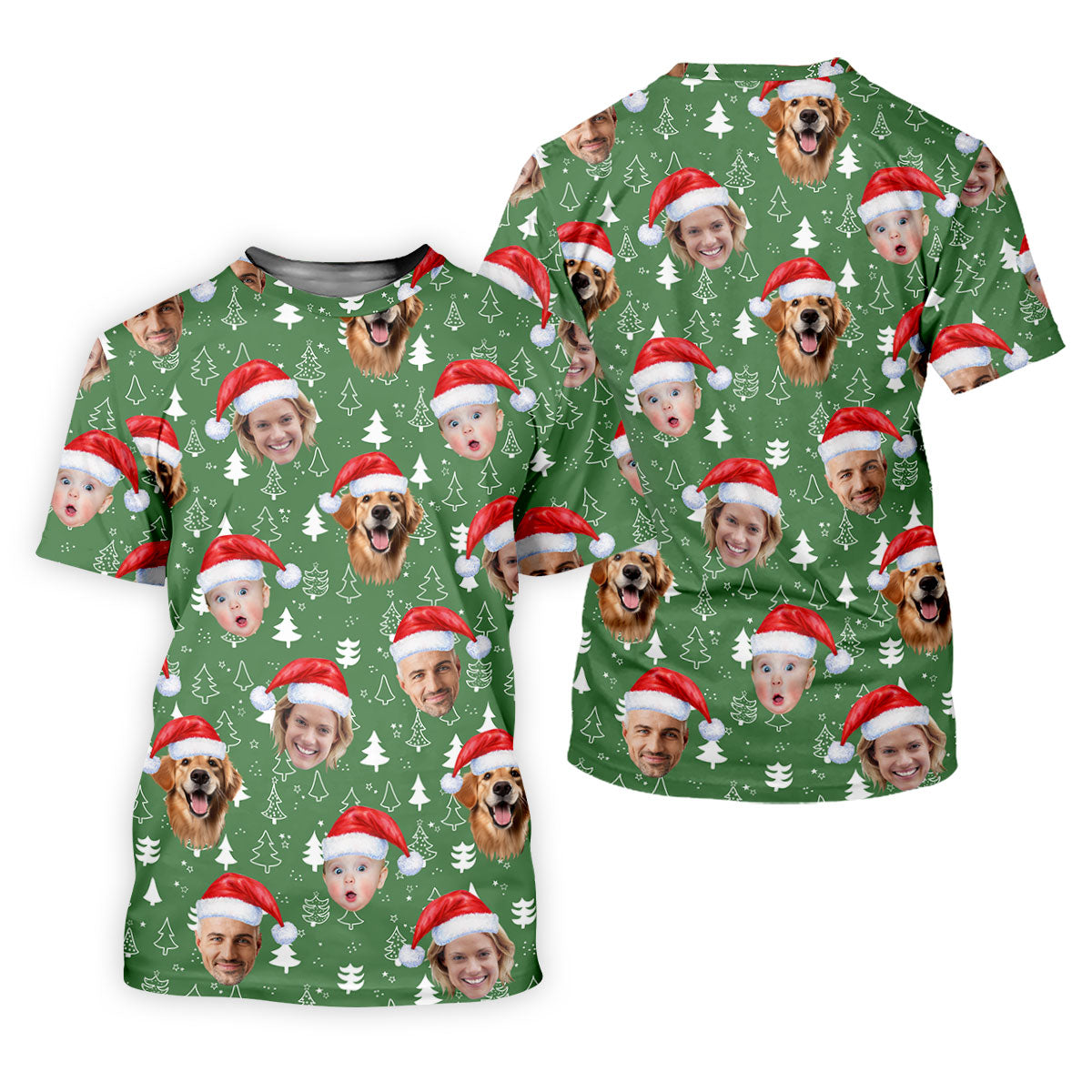 Custom Face Xmas Pine Tree Green Golf Shirt, Christmas Golf Shirt, Ladies Golf Shirts, Golf Gifts For Women