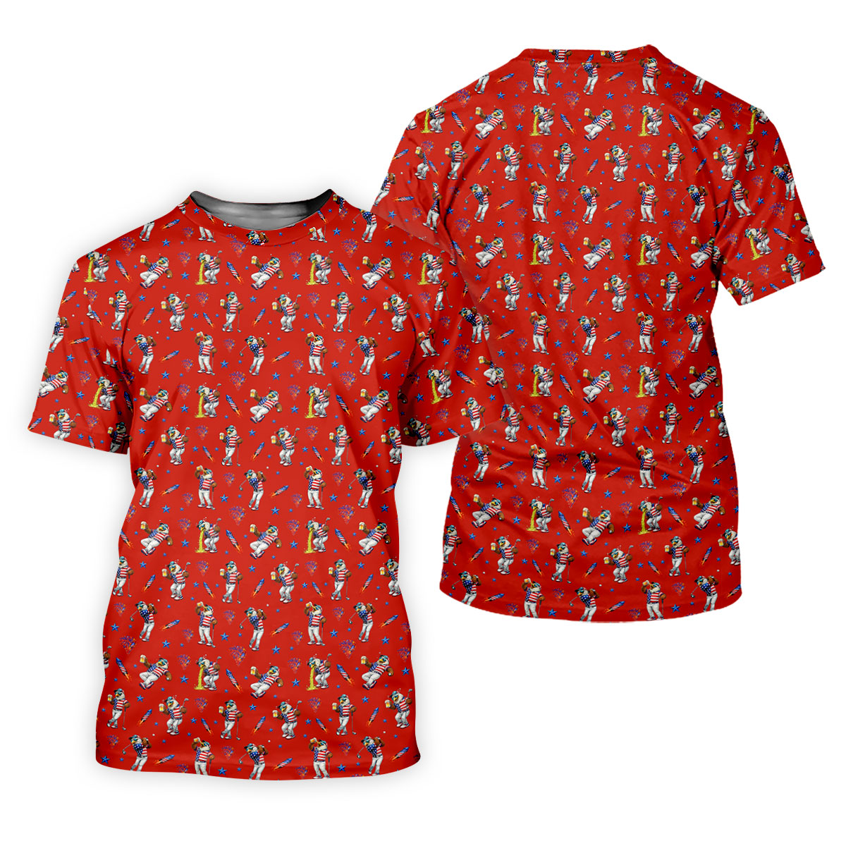 Patriotic Eagle Golf And Beer Funny 4th Of July Red Golf Shirt, 250th Anniversary Women's Golf Tops