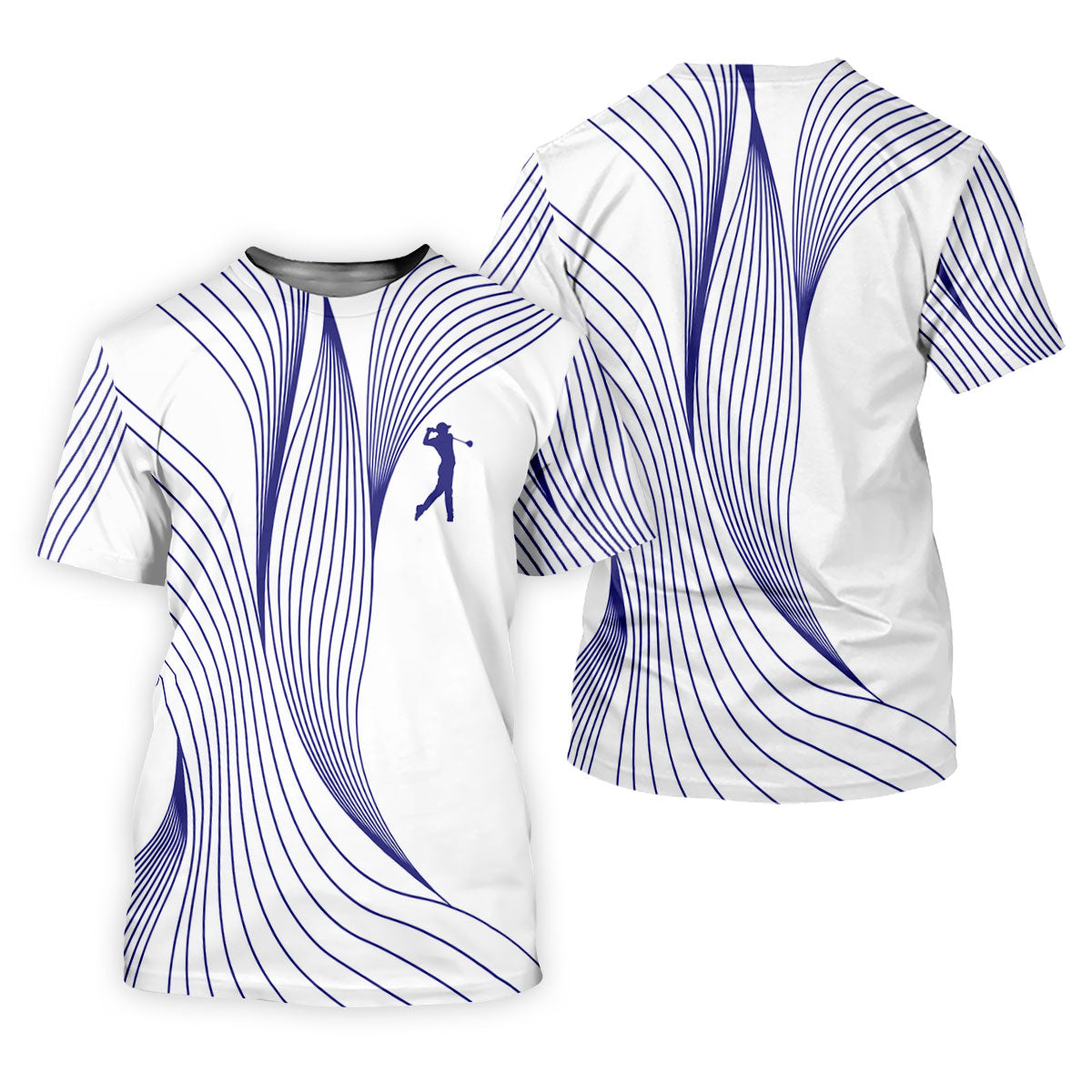 Geometric Line Wavy Line Purple And White Women's Golf Tops, Ladies Golf Shirts, Women's Polo Shirt