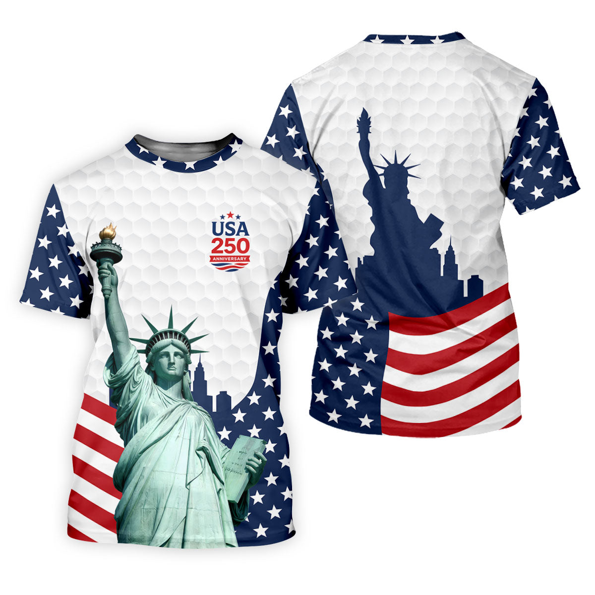 USA 250 Anniversary Statue Of Liberty White Golf Shirt, Patriotic Golf Shirt, 4th Of July Women's Golf Tops
