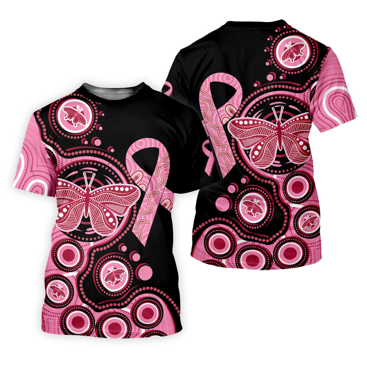 Breast Cancer Pink Butterfly Women Golf Top, Cancer Awareness Shirt, Ladies Golf Shirts