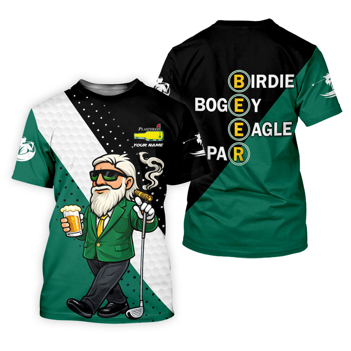 Birdie Boogey Eagle Par Plastered Beer Bottle Logo Women's Golf Shirts, Golf And Beer Fun Golf Shirt