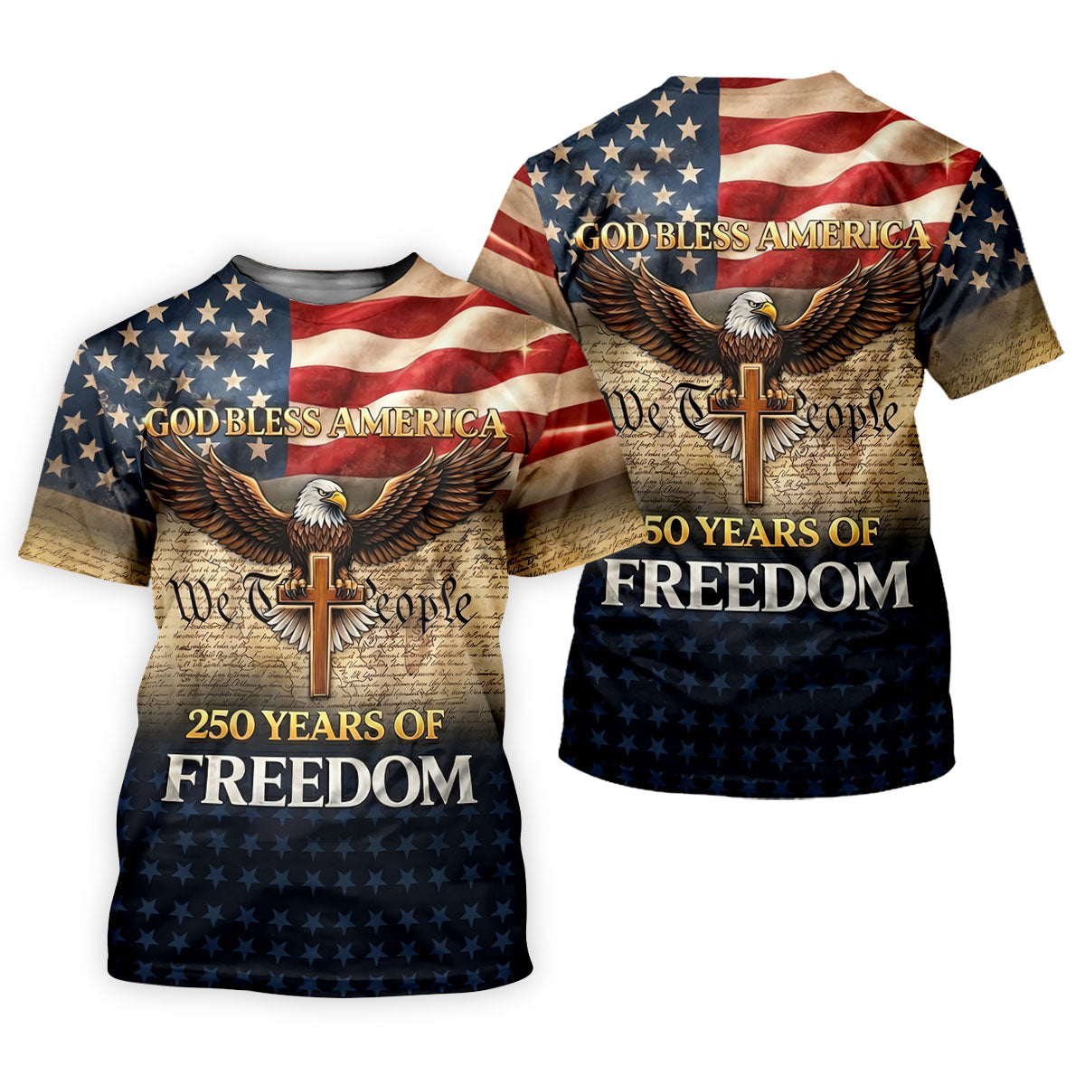God Bless America 250 Years Of Freedom Retro Golf Shirt, Patriotic 4th Of July Golf Shirt For Women