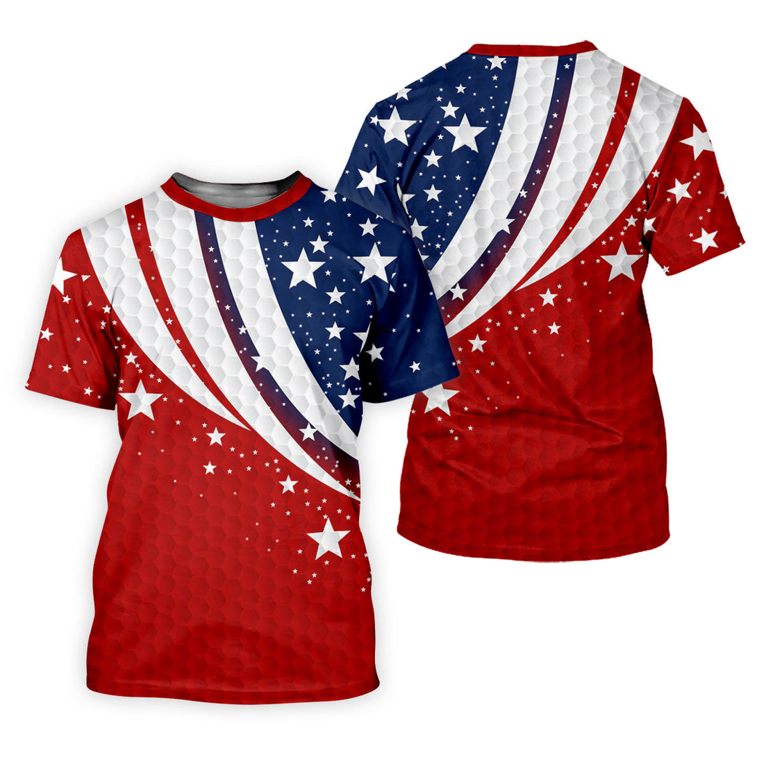 Stars And Stripes Golf Ball Pattern Patriotic 4th Of July Golf Shirt, 250 Celebration Golf Shirt For Women