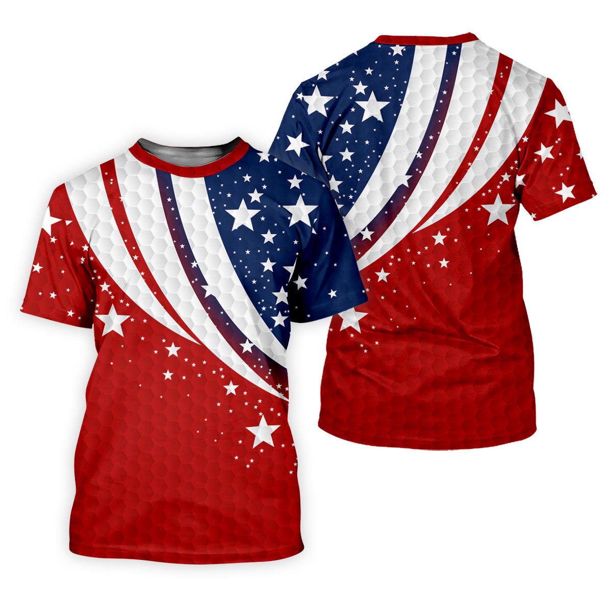 Stars And Stripes Golf Ball Pattern Patriotic 4th Of July Golf Shirt, 250 Celebration Golf Shirt For Women