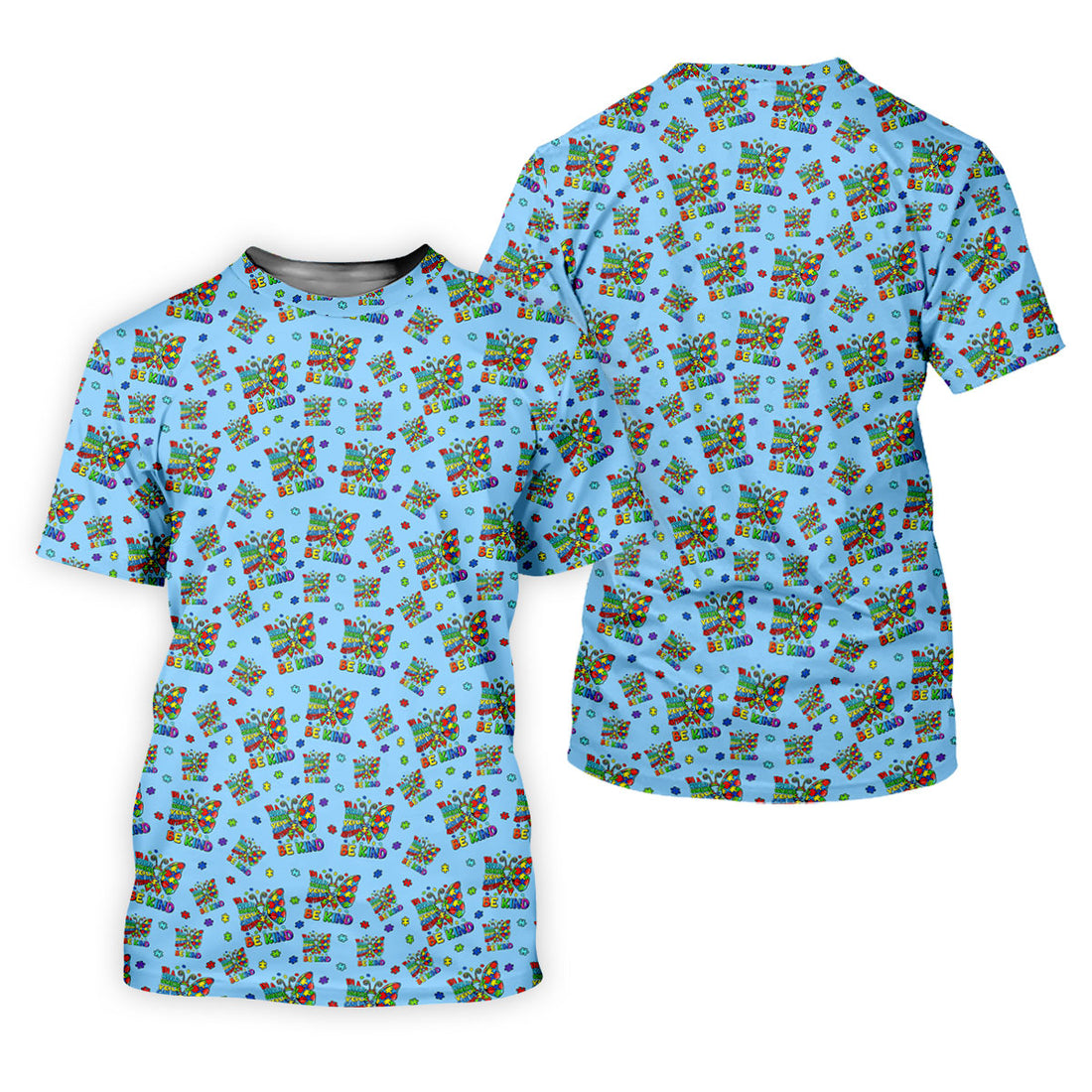 In A World Where You Can Be Anything Be Kind Rainbow Butterfly Autism Awareness Blue Golf Shirt, Women's Golf Tops
