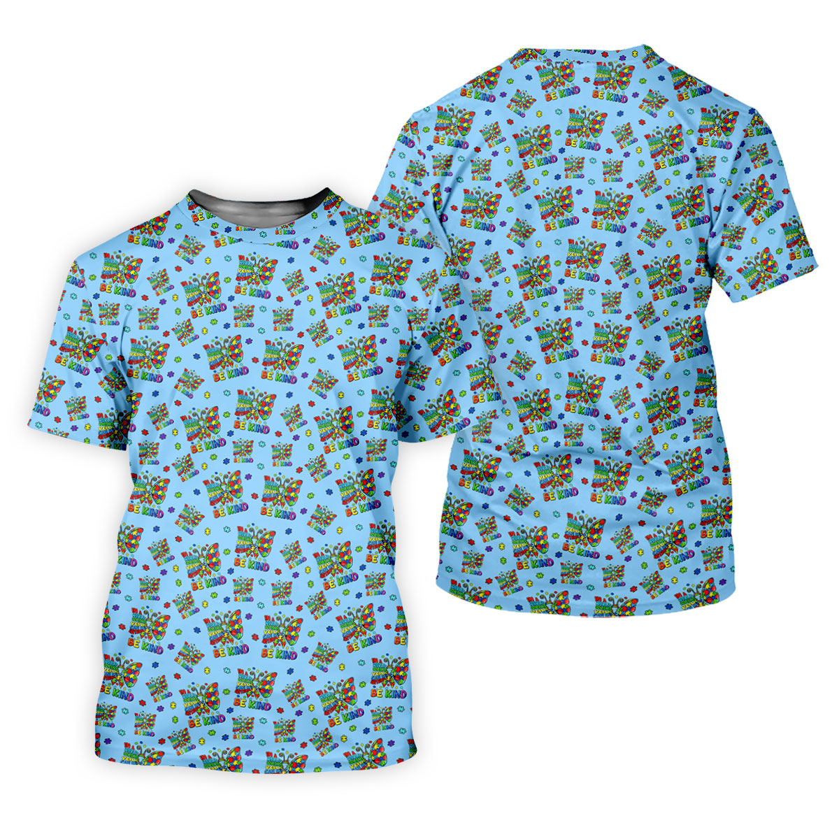 In A World Where You Can Be Anything Be Kind Rainbow Butterfly Autism Awareness Blue Golf Shirt, Women's Golf Tops