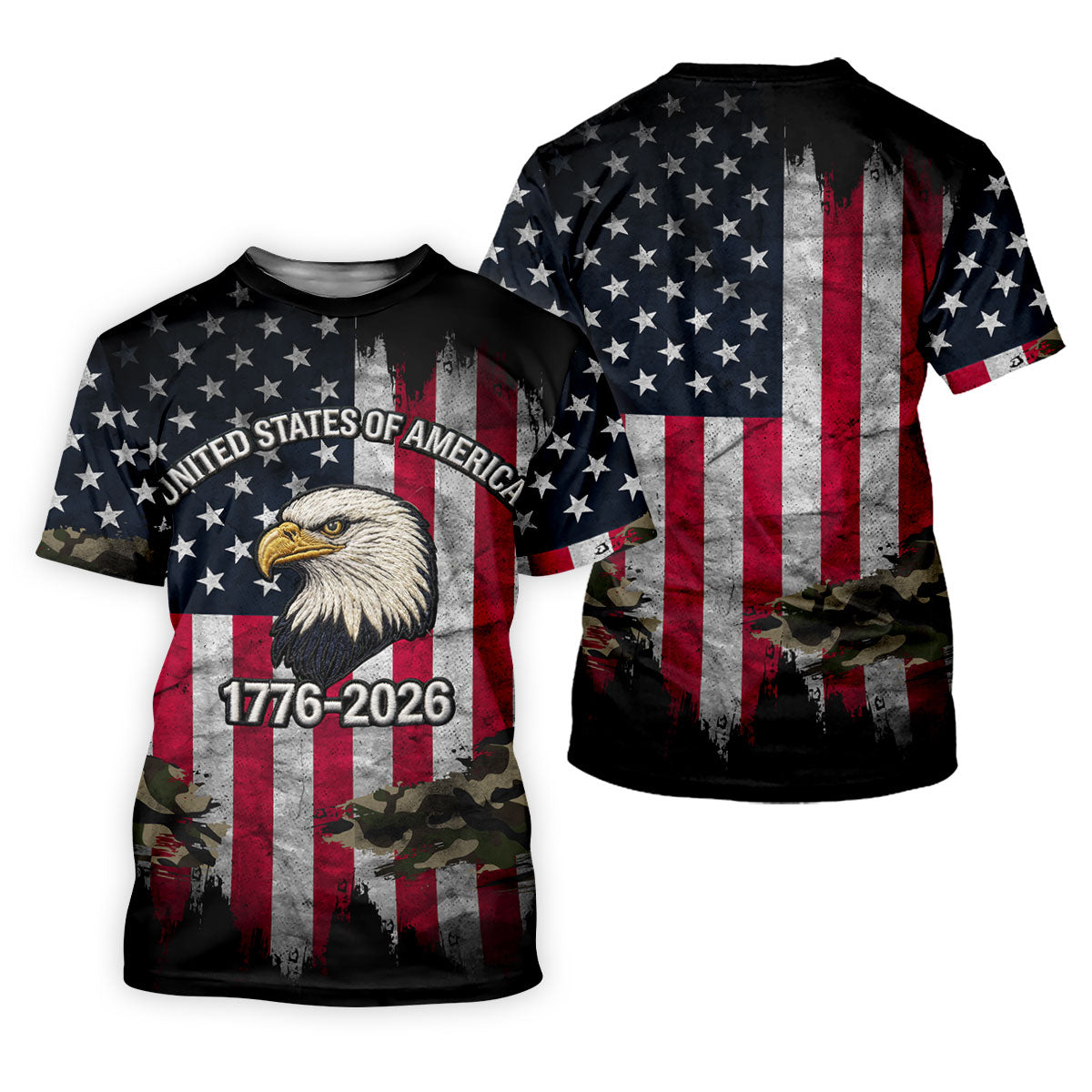 USA Bald Eagle 250 Years Camo American Flag Golf Shirt, Patriotic 4th Of July Golf Shirt For Women