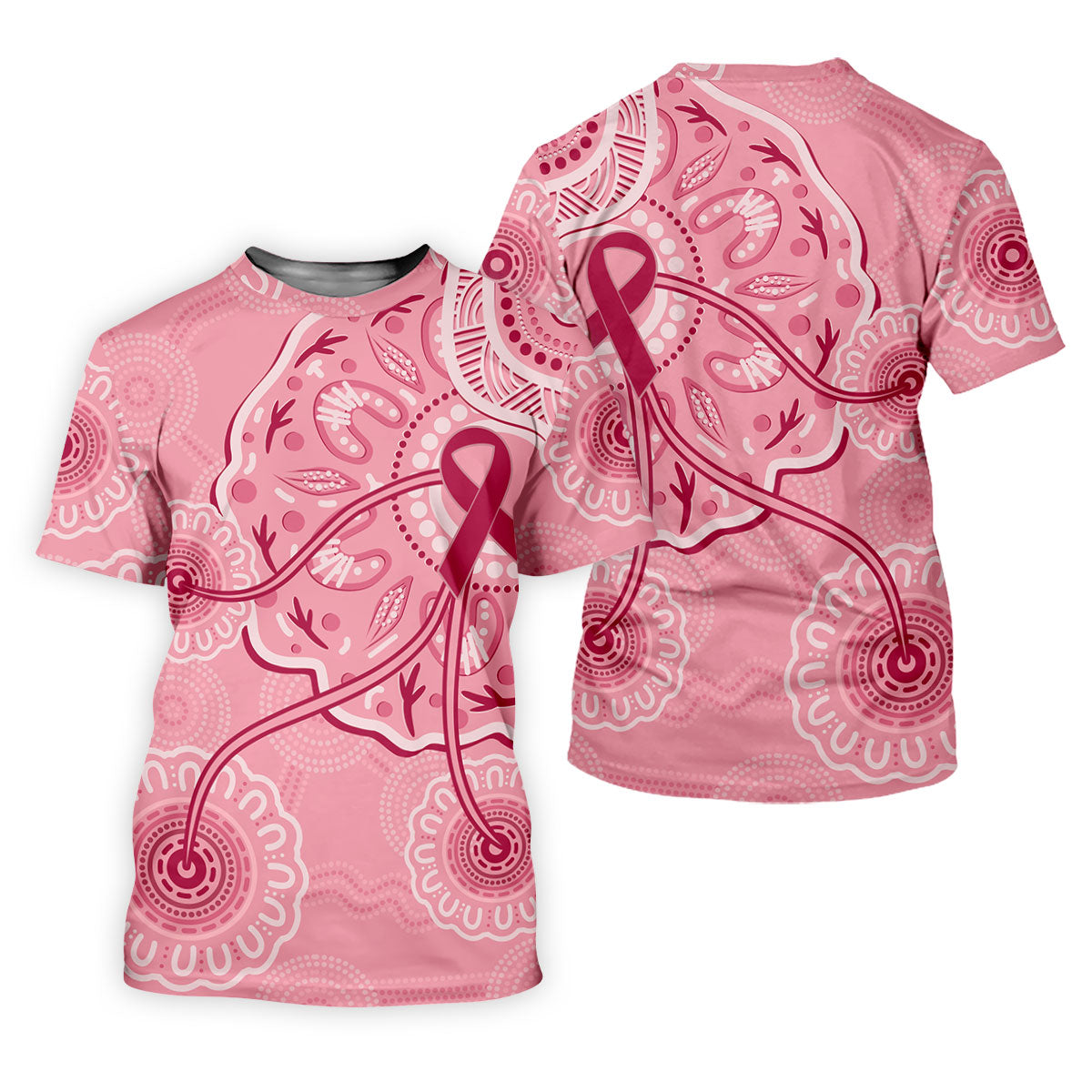 Australia Indigenous Pink Ribbon Women's Golf Shirt, Breast Cancer Awareness Shirt, Golf Shirts For Women