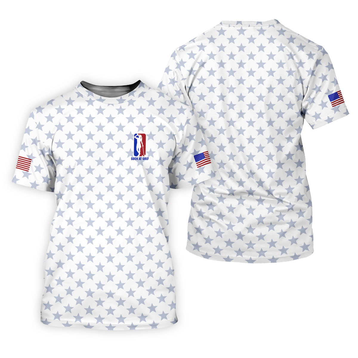 Suck At Golf Patriotic 4th Of July Stars Pattern White Golf Shirt, 250th Anniversary Golf Shirt For Women
