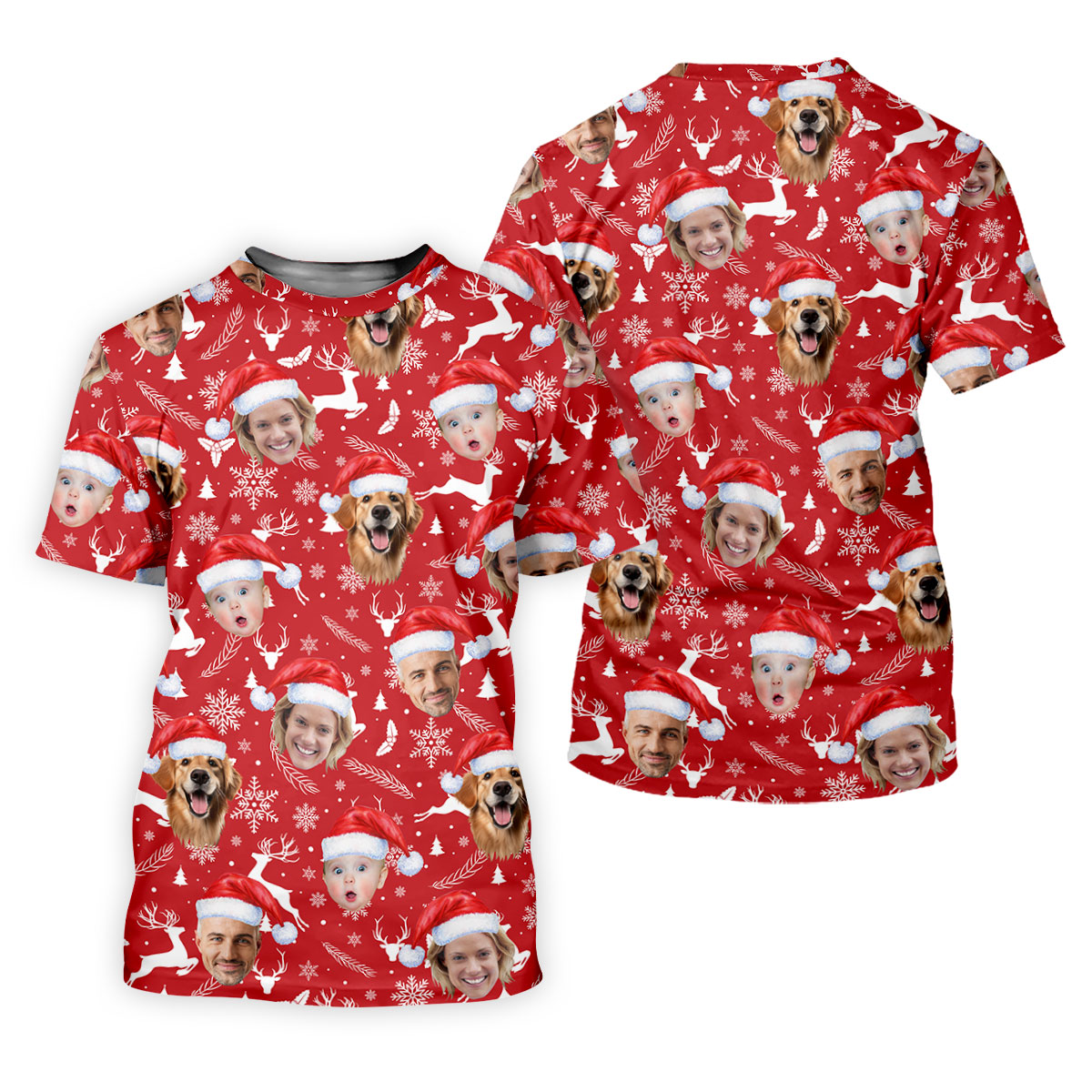 Custom Face Xmas Pattern Red Golf Shirt, Christmas Golf Shirt, Ladies Golf Shirts, Golf Gifts For Women