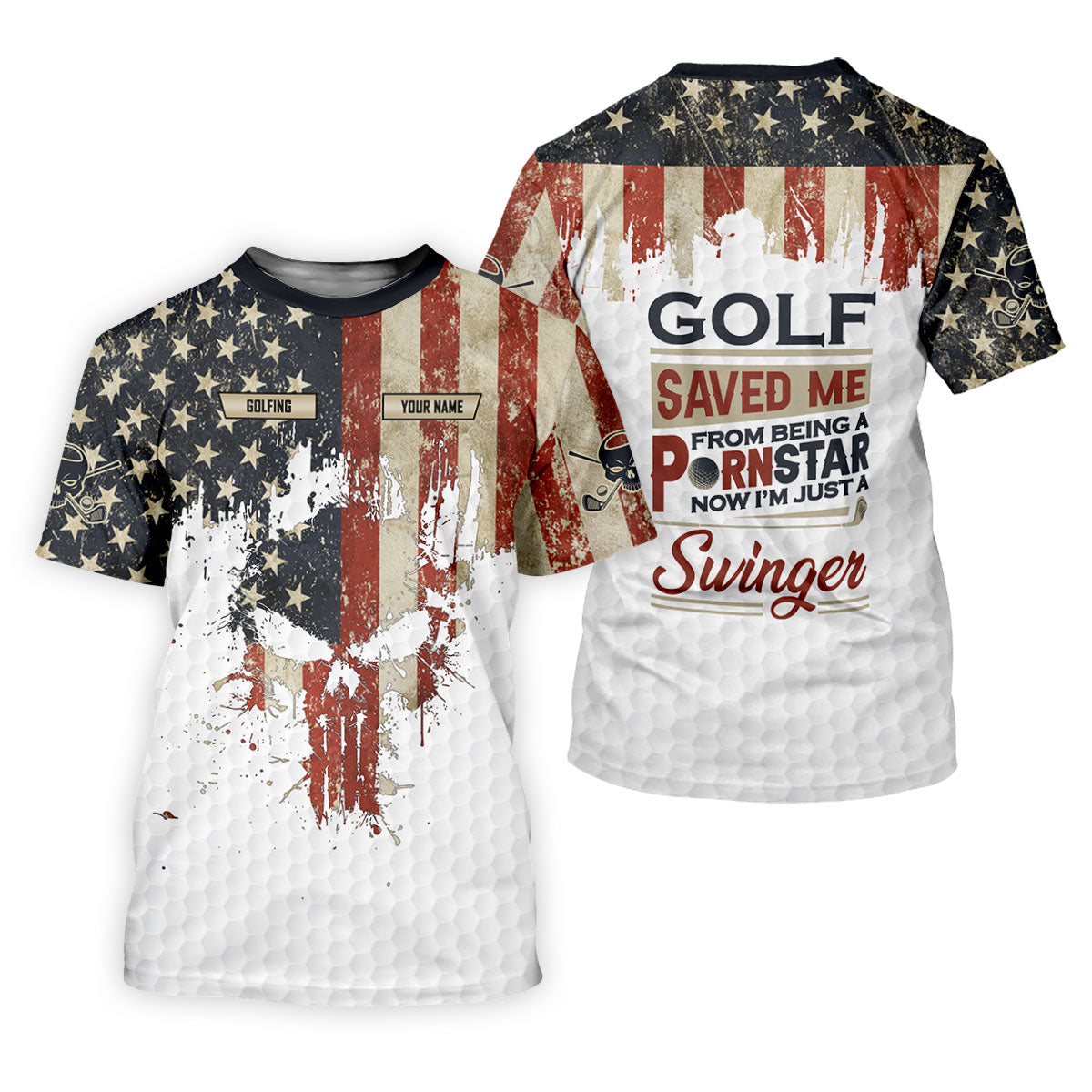 Golf Saved Me From Being A Pornstar Funny Golf Shirt, 250 Years Patriotic 4th Of July Golf Shirt For Women
