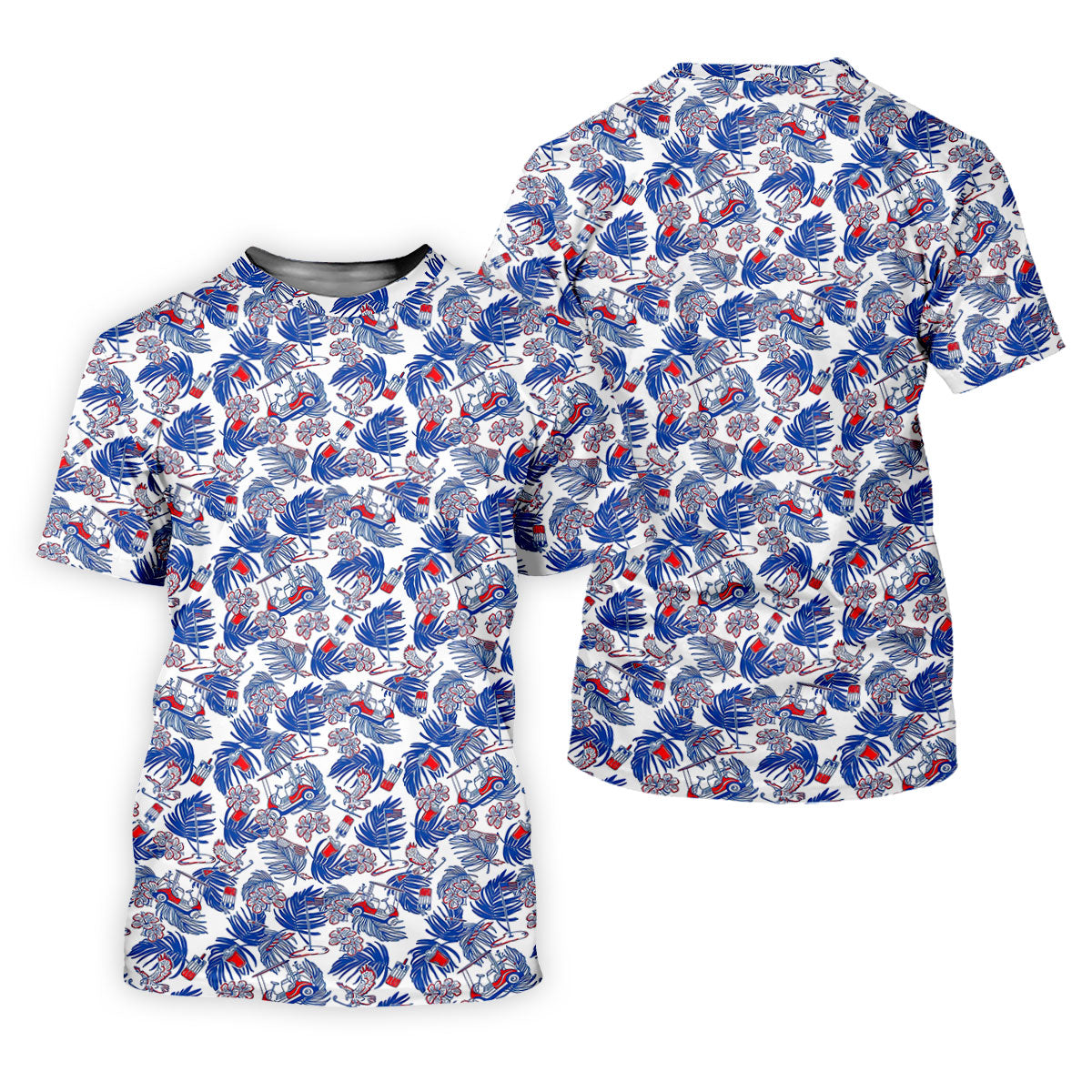 Par-Tee In The USA Red White Blue Tropical Golf Shirt, 250 Years Patriotic 4th Of July Golf Shirts For Men
