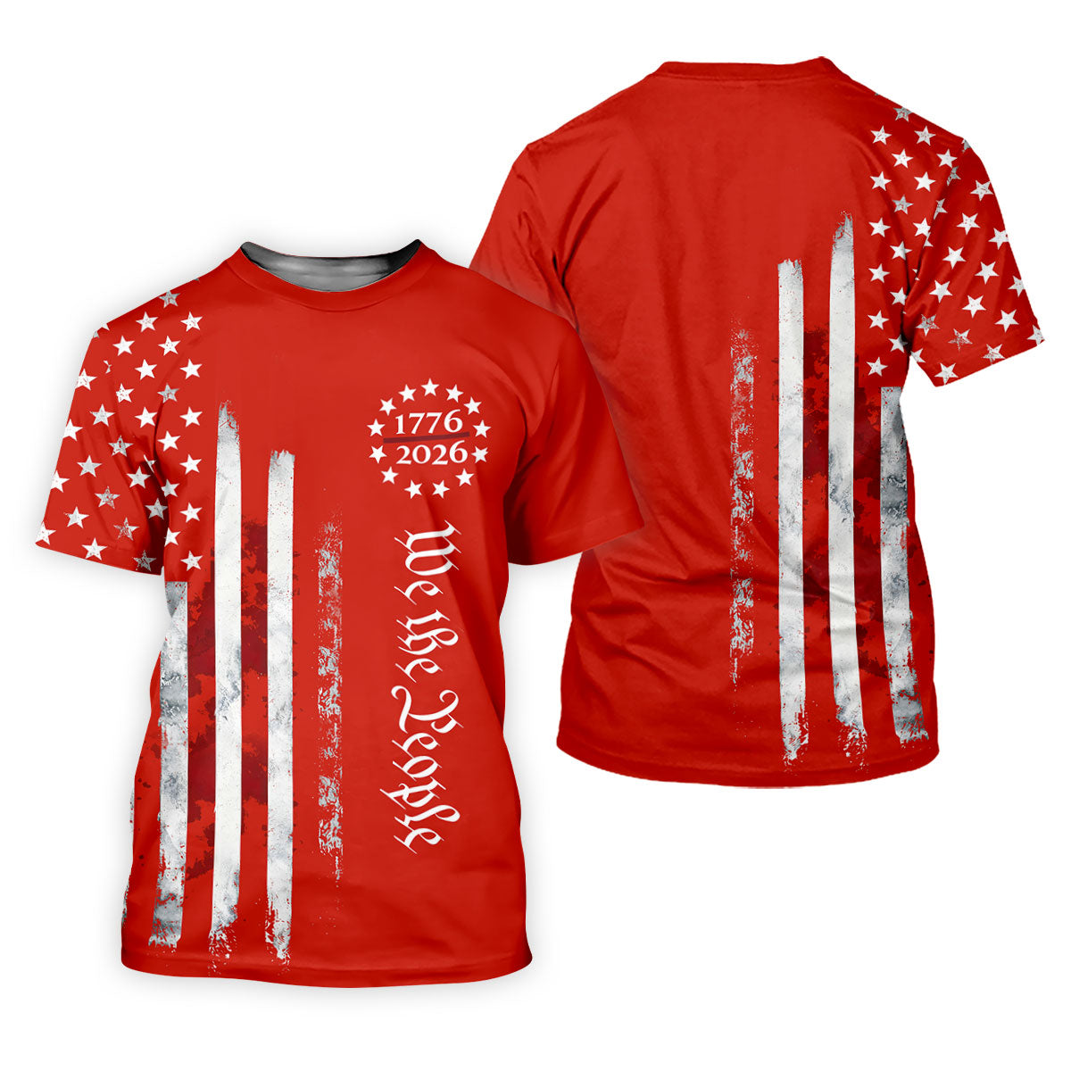 We The People Distressed Flag Patriotic Red Golf Shirt, 250 Years 4th Of July Golf Shirt For Women