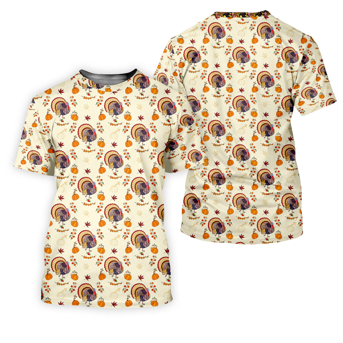 Turkey Pumpkin Thanksgiving Holiday Beige Women's Golf Shirts, Women Golf Top, Ladies Golf Polos