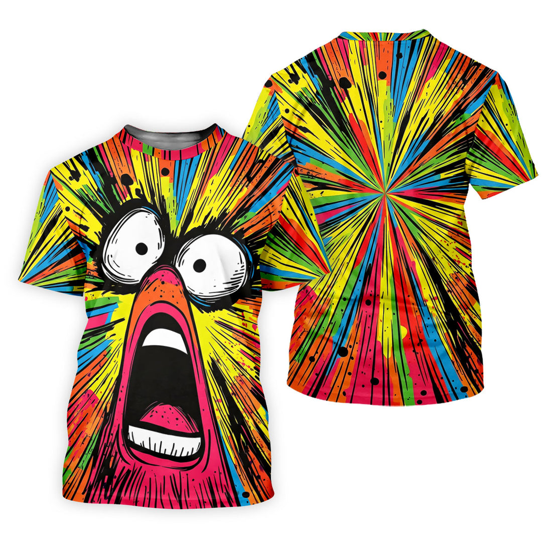 Screaming Face Colorful Retro Hawaiian Golf Shirt, Fun Women's Golf Shirts