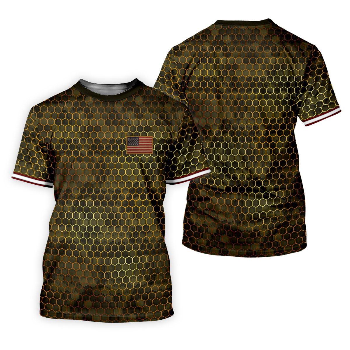 Hexagonal Camo Patriotic 4th Of July Golf Shirt, 250 Years Polo Shirts For Men