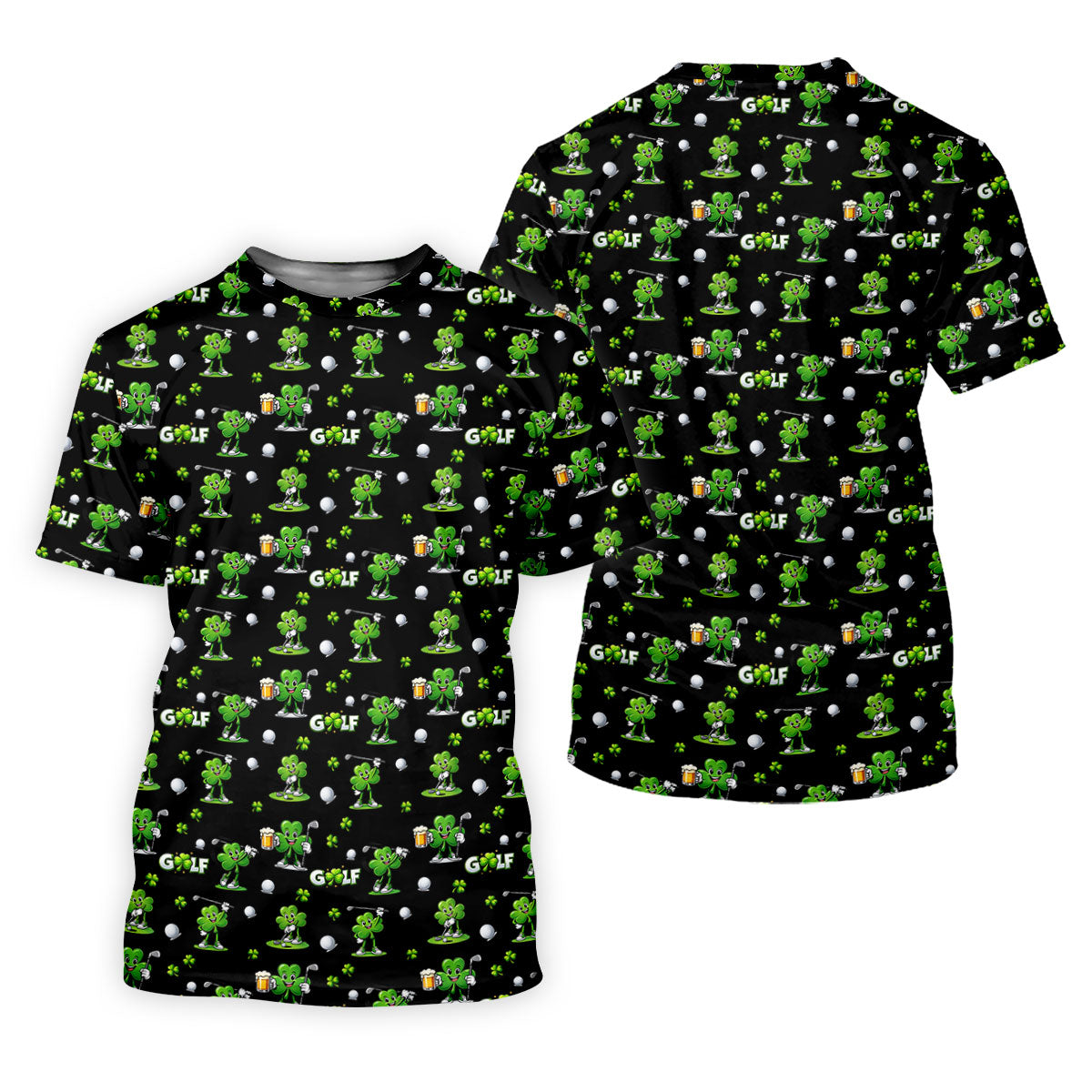Three Leaf Clover Golf And Beer St Patrick's Day Black Golf Shirt, Women's Golf Shirts, Ladies Golf Polos