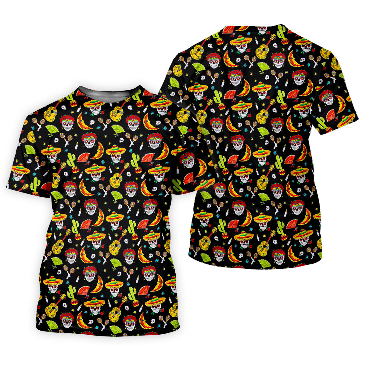Day Of The Dead Mexican Symbols Cinco De Mayo Celebration Fiesta Themed Golf Shirts For Men