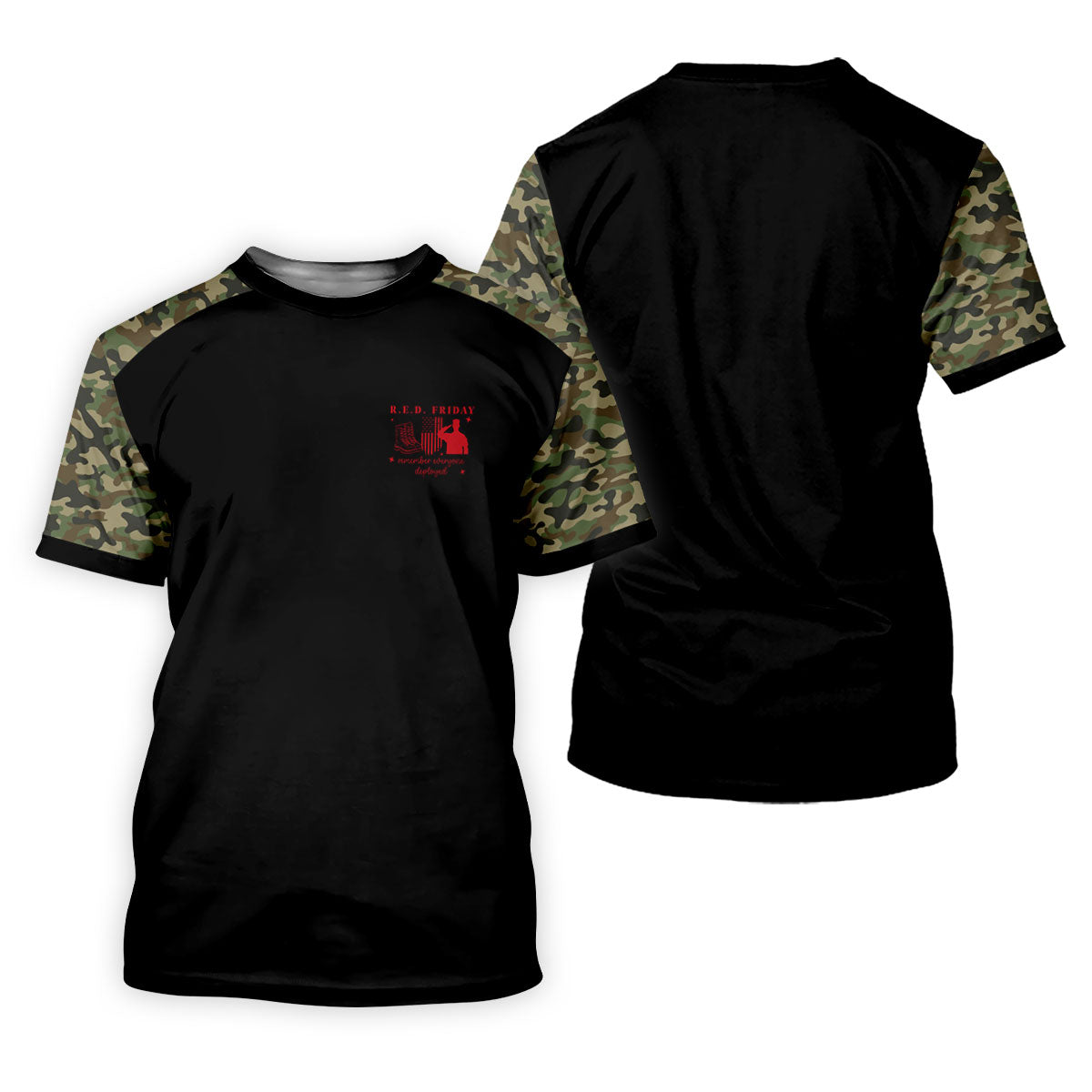 RED Friday Camo Black Patriotic 4th Of July Golf Shirt, 250th Anniversary Golf Shirts For Men