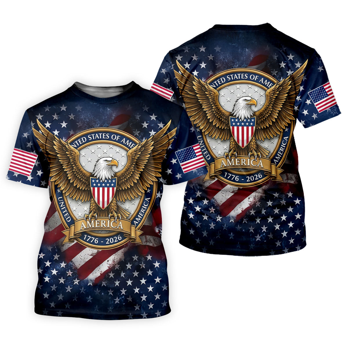 250th Anniversary USA Bald Eagle Distressed Golf Shirt, Patriotic 4th Of July Golf Shirts For Men