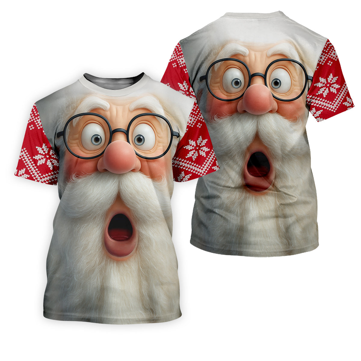 Surprised Funny Santa Claus Face Women Golf Top, Christmas Golf Shirt, Ladies Golf Tops
