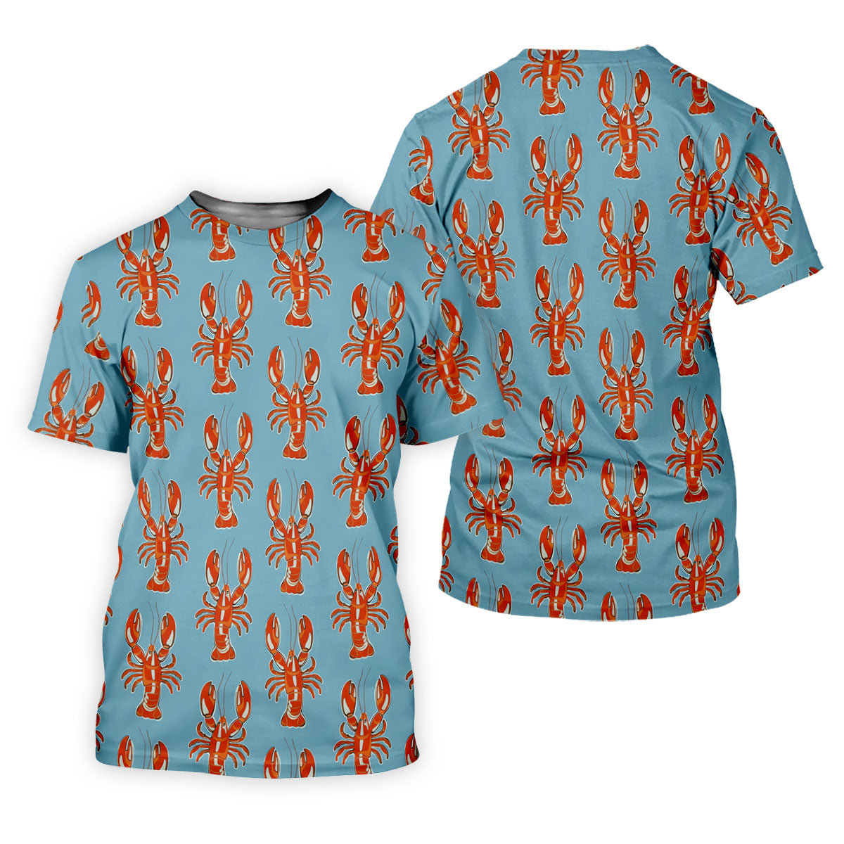 Orange Lobsters Light Blue Mardi Gras Golf Shirt, Women's Golf Shirts, Women's Golf Tops, Ladies Golf Shirts