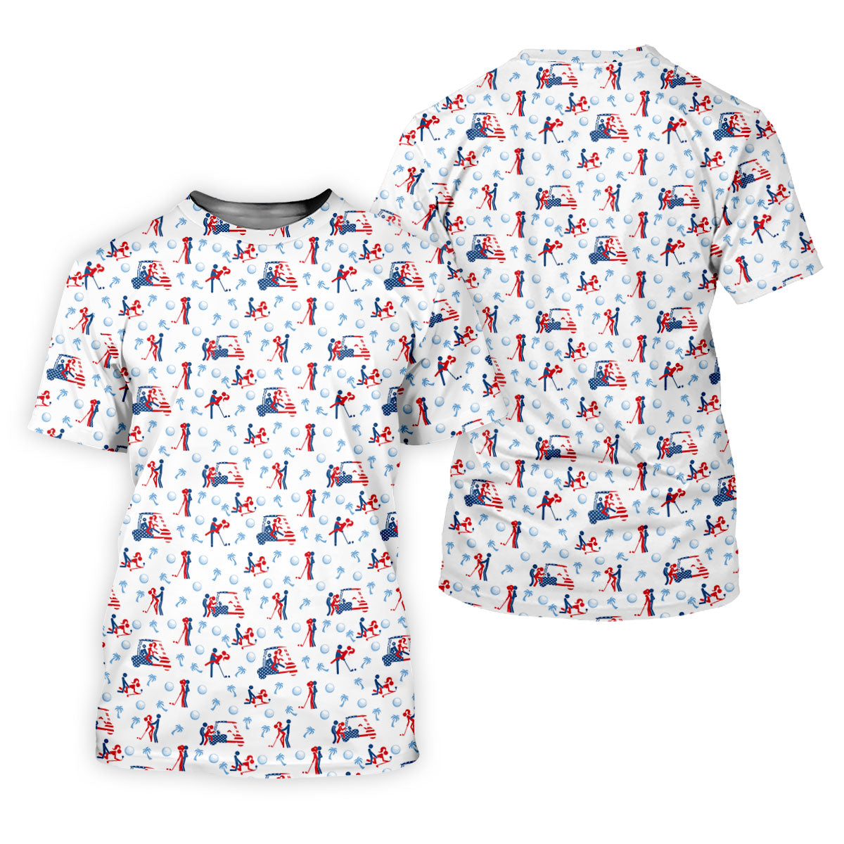 Naughty Couple Funny Stick Figures Patriotic Golf Shirt, 250 Years 4th Of July Golf Shirts For Men