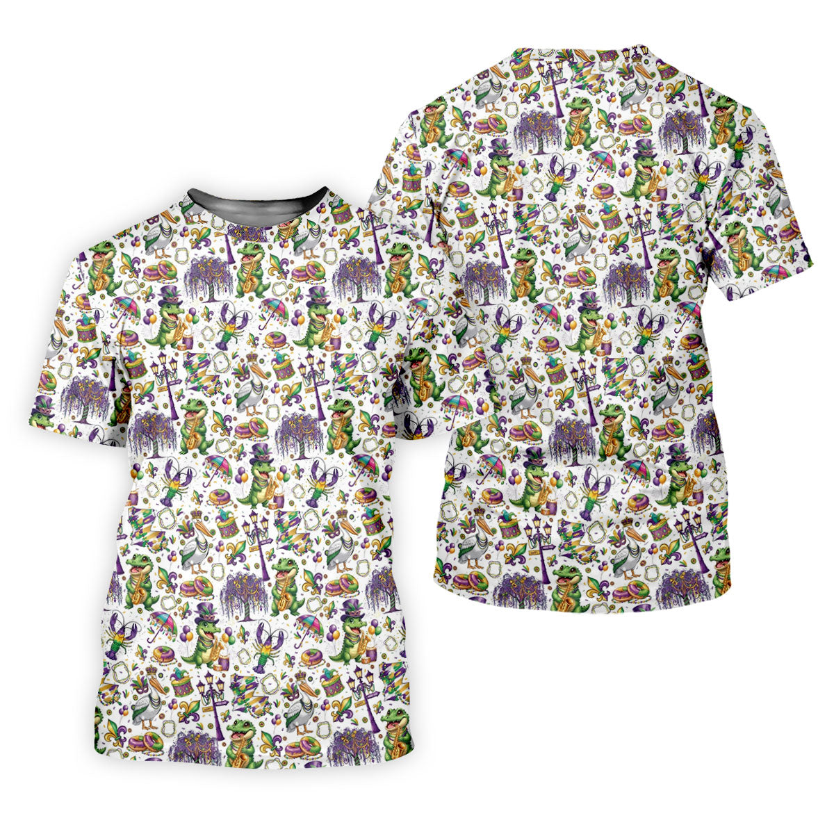 Mardi Gras Fleur De Lis Animal Band White Golf Shirt, Women's Golf Shirts, Ladies Golf Polos
