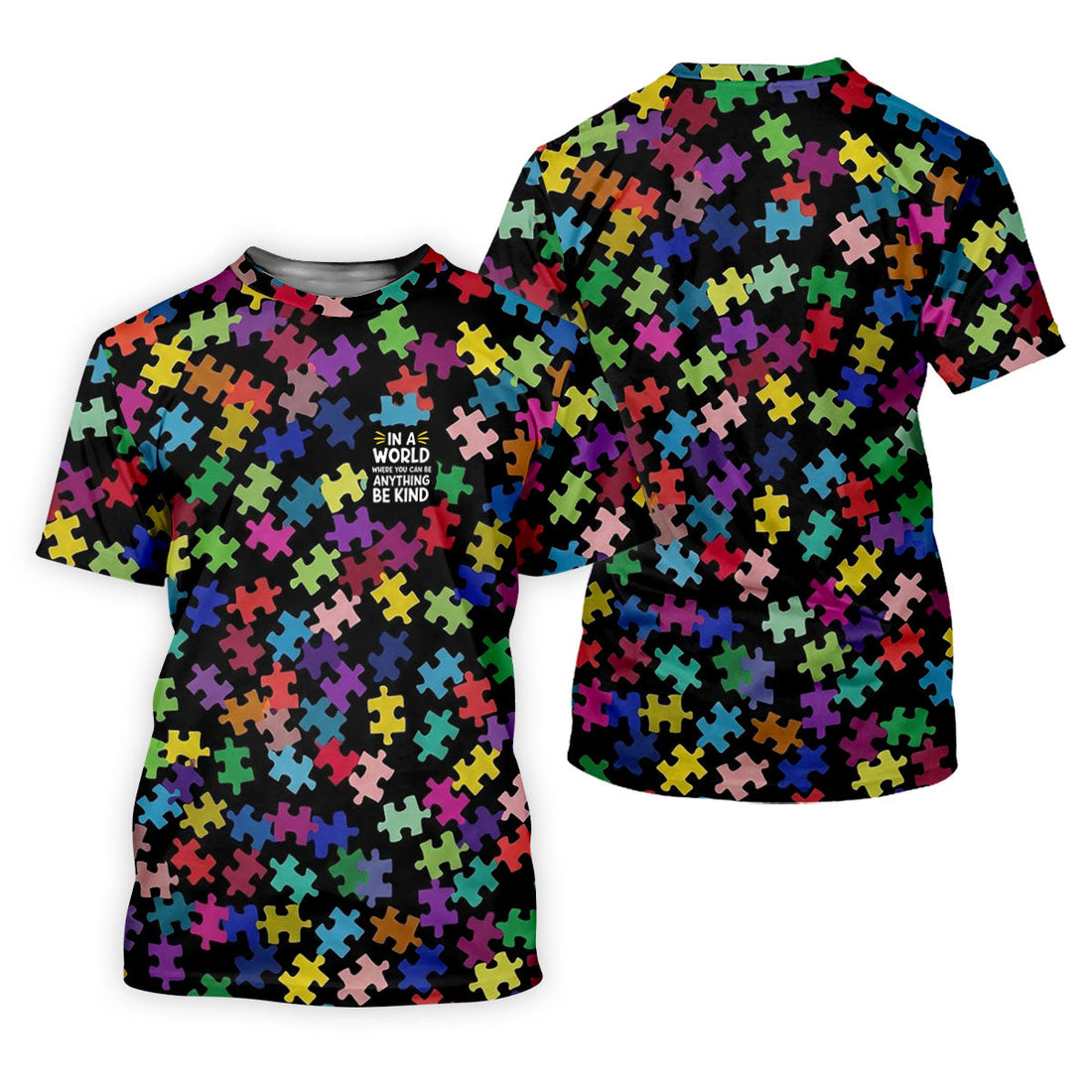 In A World Where You Can Be Anything Be Kind Autism Awareness Puzzle Pattern Golf Shirt For Women, Ladies Golf Polos
