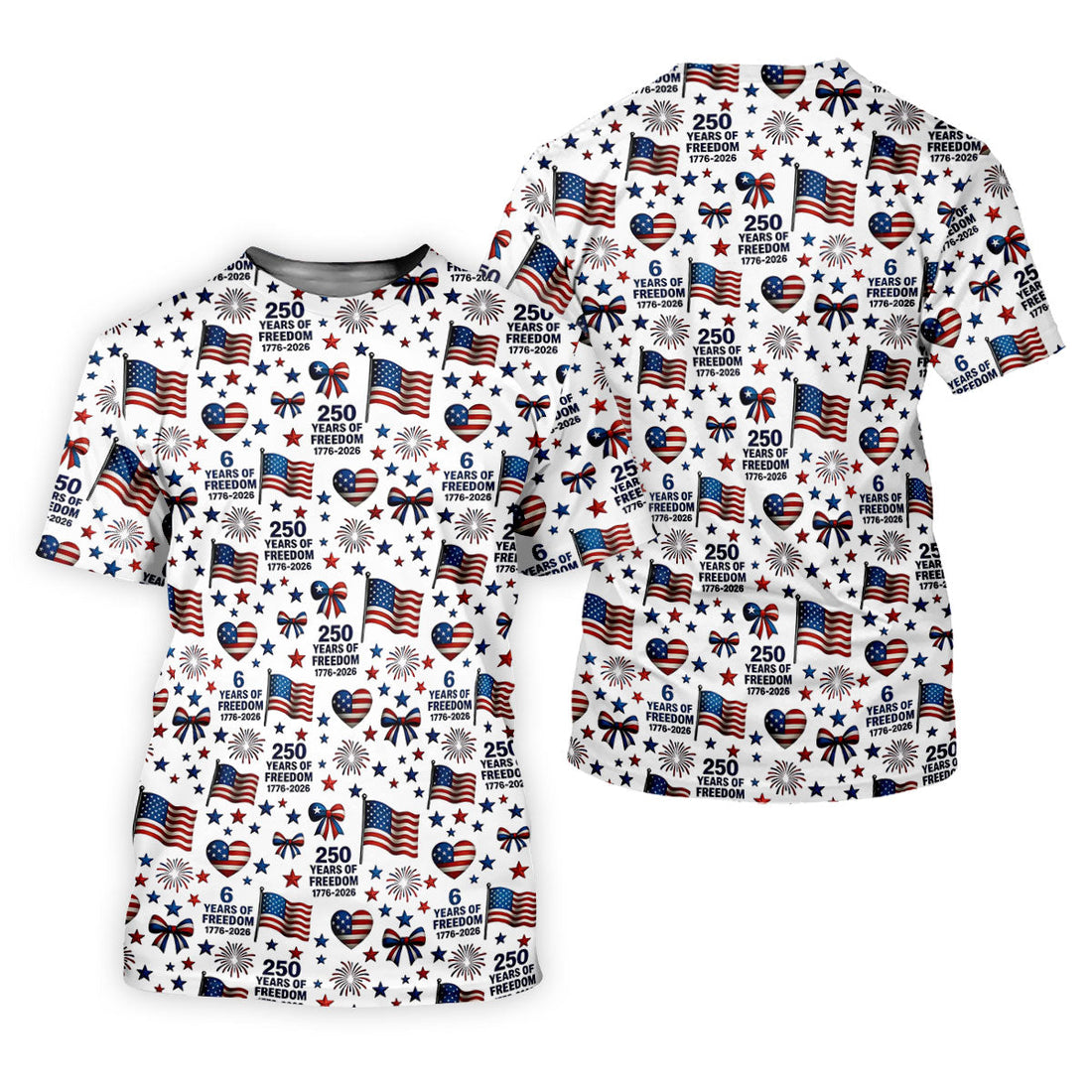 250 Years Of Freedom 1776-2026 American Flag Pattern Patriotic Golf Shirt, 250th Anniversary Golf Shirt For Women