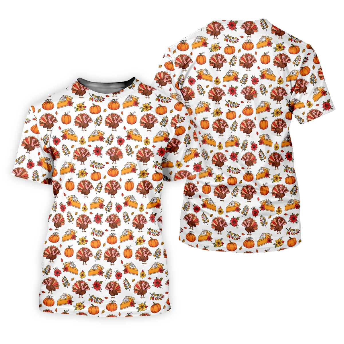 Cute Thanksgiving Turkey Pumpkin Pie Women's Golf Tops, Thanksgiving Golf Gift For Ladies, White Polo Women