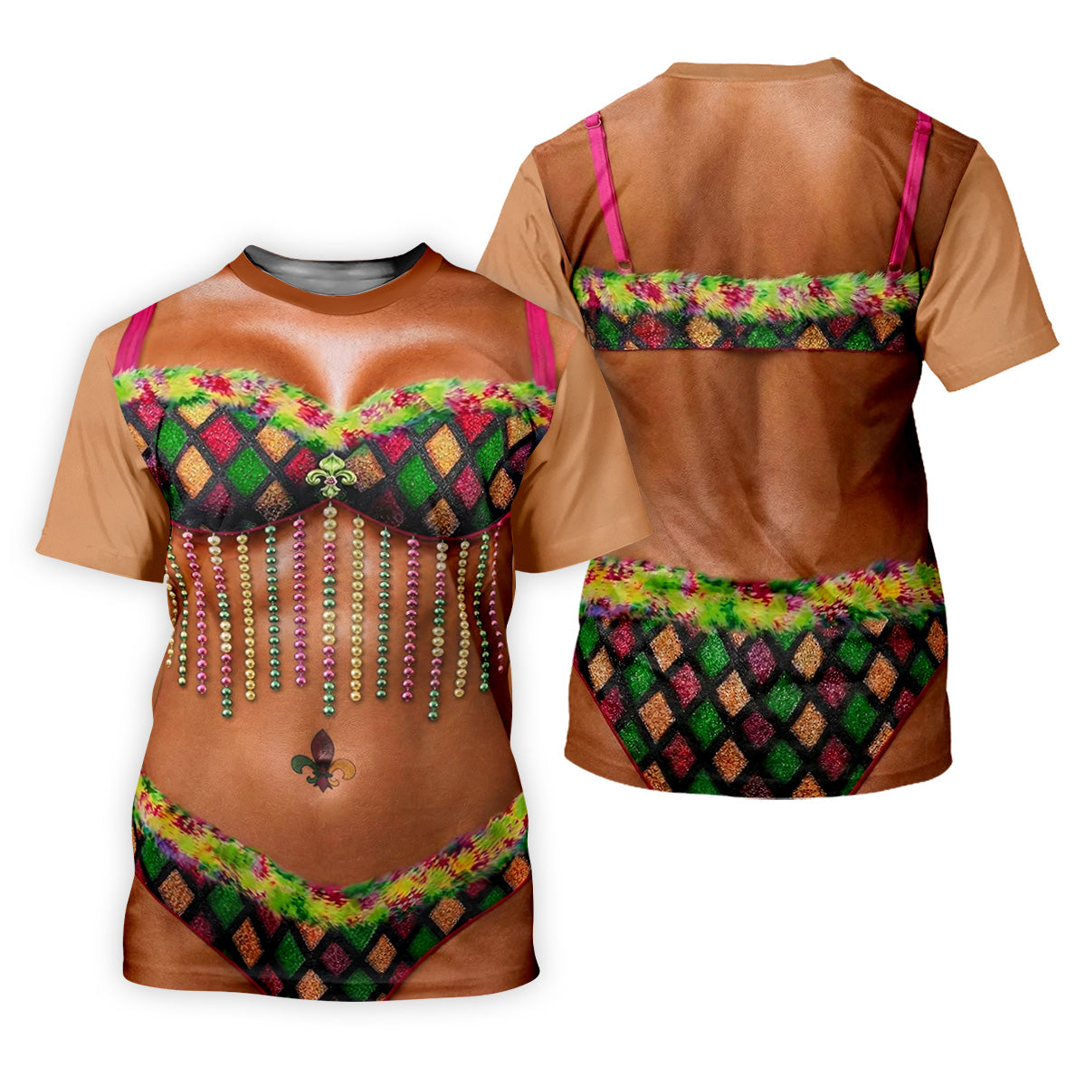 Muscle Body Funny Print Mardi Gras Golf Shirt, Fun Women's Golf Shirts, Women's Golf Tops, Ladies Golf Polos