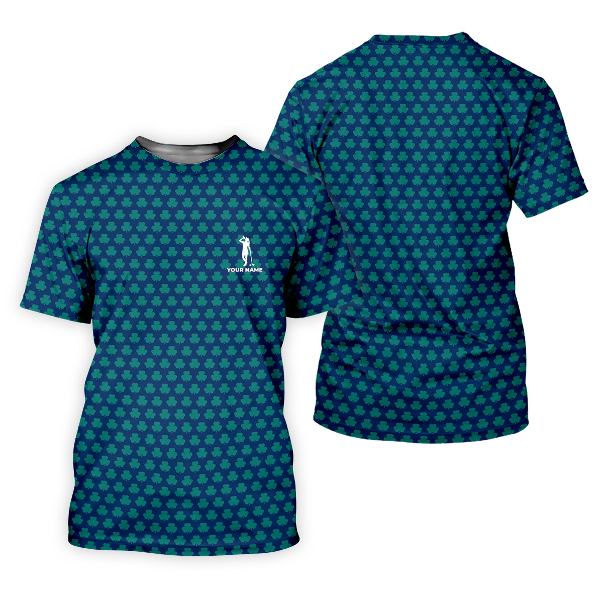 Three Leaf Clover Seamless Pattern St Patrick's Day Golf Shirt, Women's Golf Tops, Ladies Golf Polos