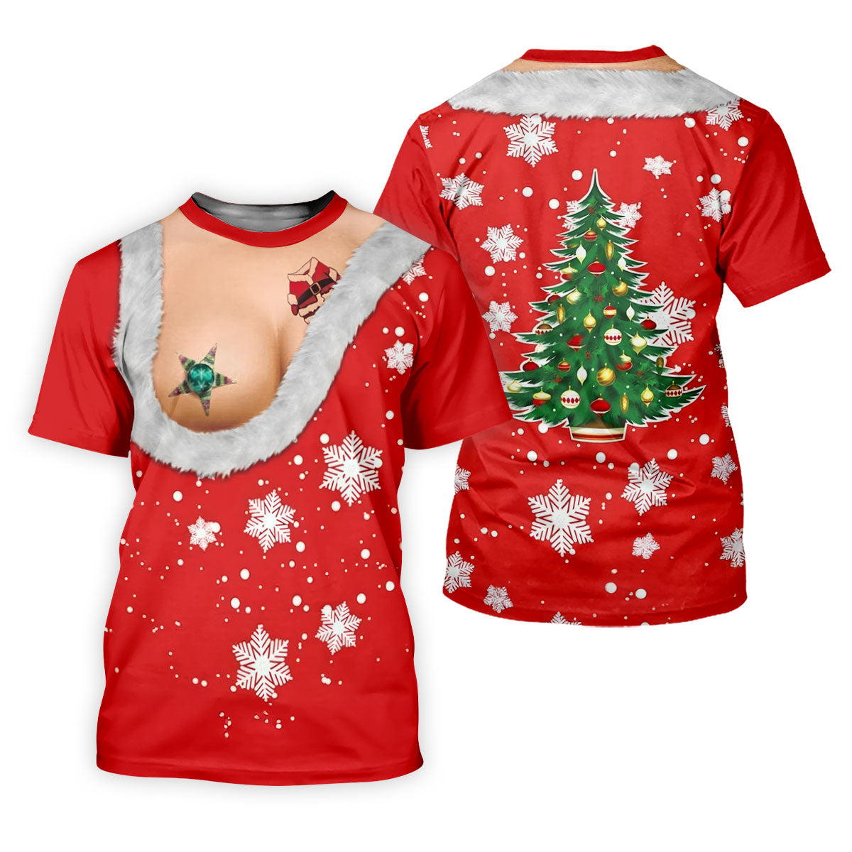 Funny Santa Costume Snowflake Christmas Golf Shirt, Women's Golf Tops, Printed Golf Shirt