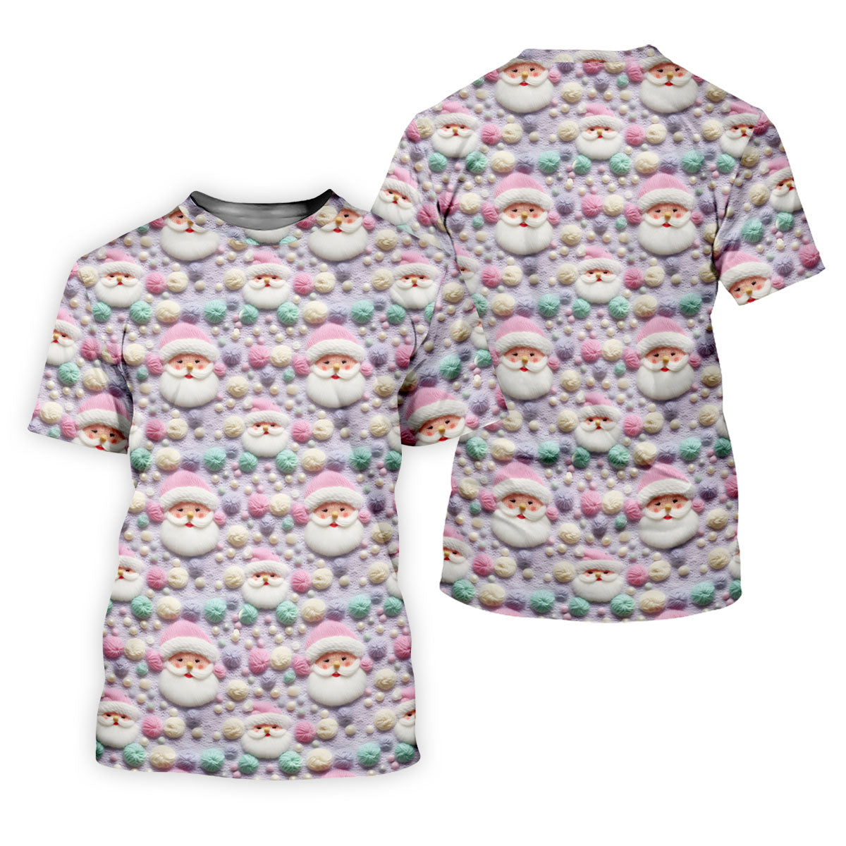 Knit Santa Pastel Pattern Women's Golf Tops, Christmas Golf Shirt, Cute Golf Outfit, Ladies Golf Shirts