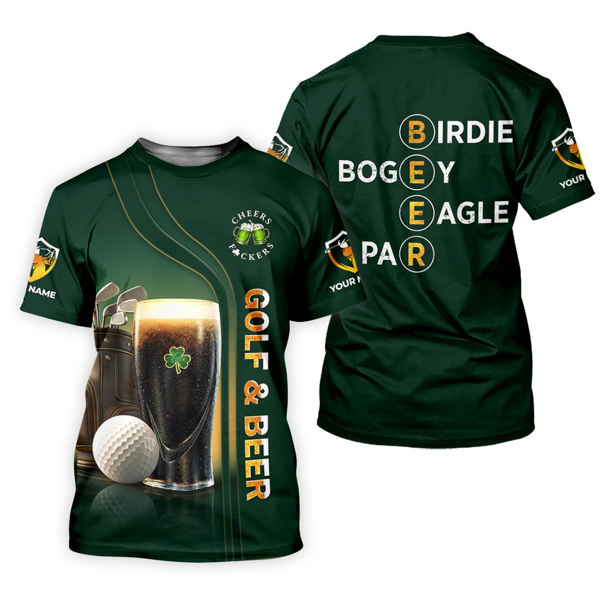 Birdie Bogey Eagle Par Cheers Fckers Golf And Beer St Patrick's Day Green Women's Golf Tops, Ladies Golf Polos