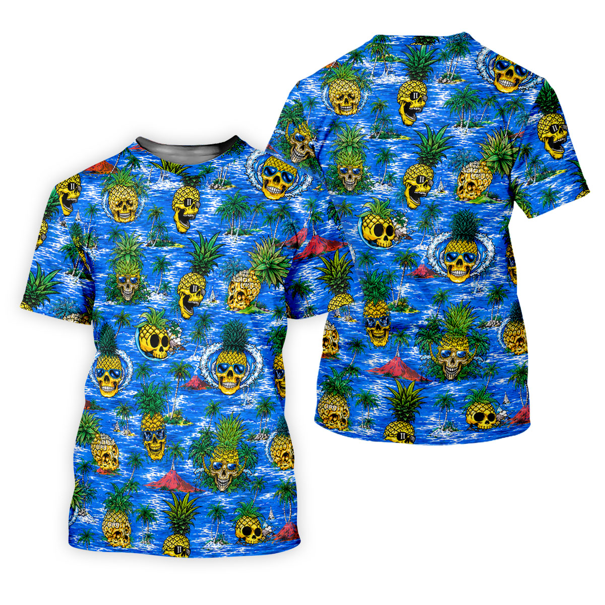 Pineapple Skull Island Ocean Hawaiian Golf Shirt, Hawaiian Golf Shirt, Golf Shirts For Men