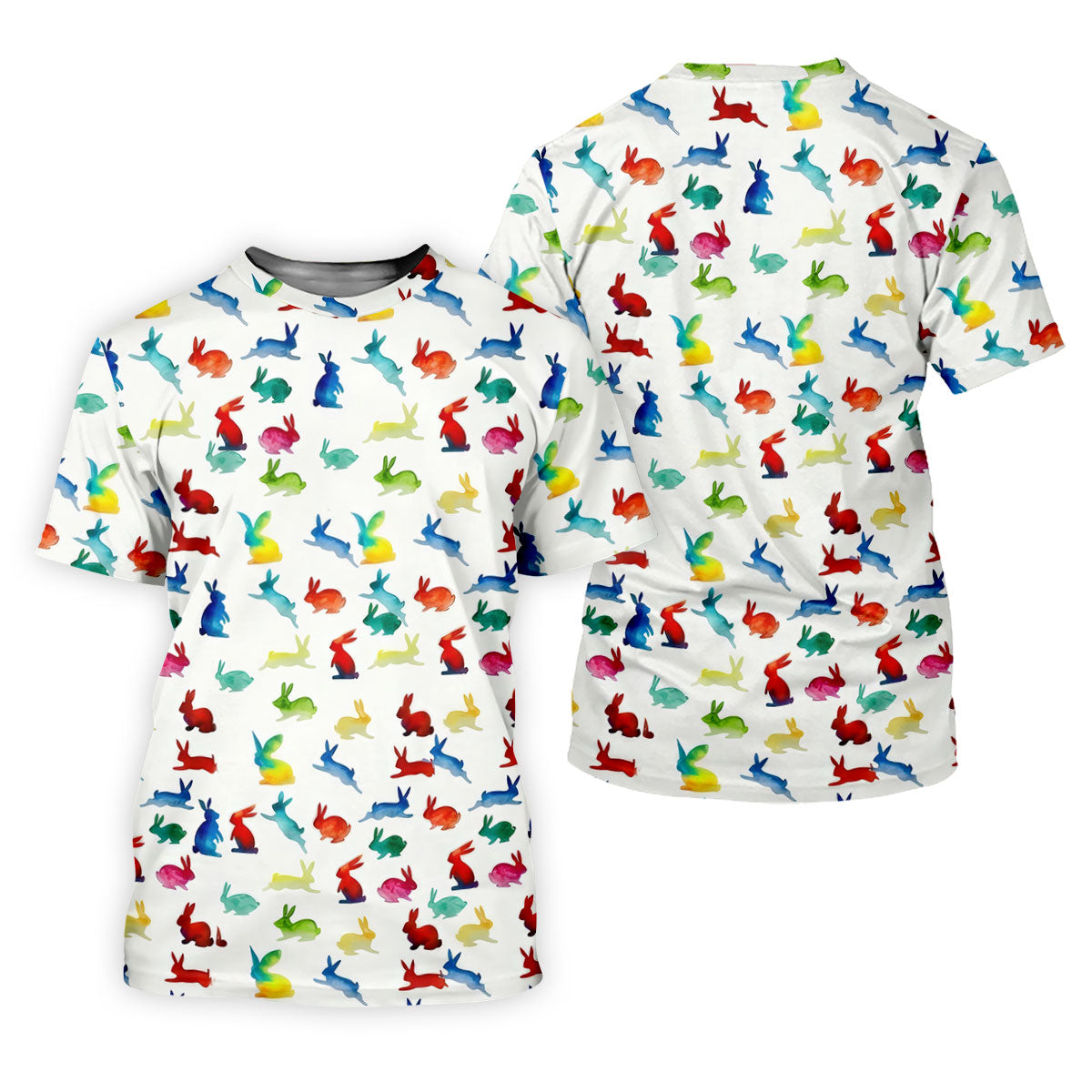 Colorful Bunny Funny Golf Shirt, Easter Bunny Pattern Golf Shirt For Women, Ladies Golf Shirts