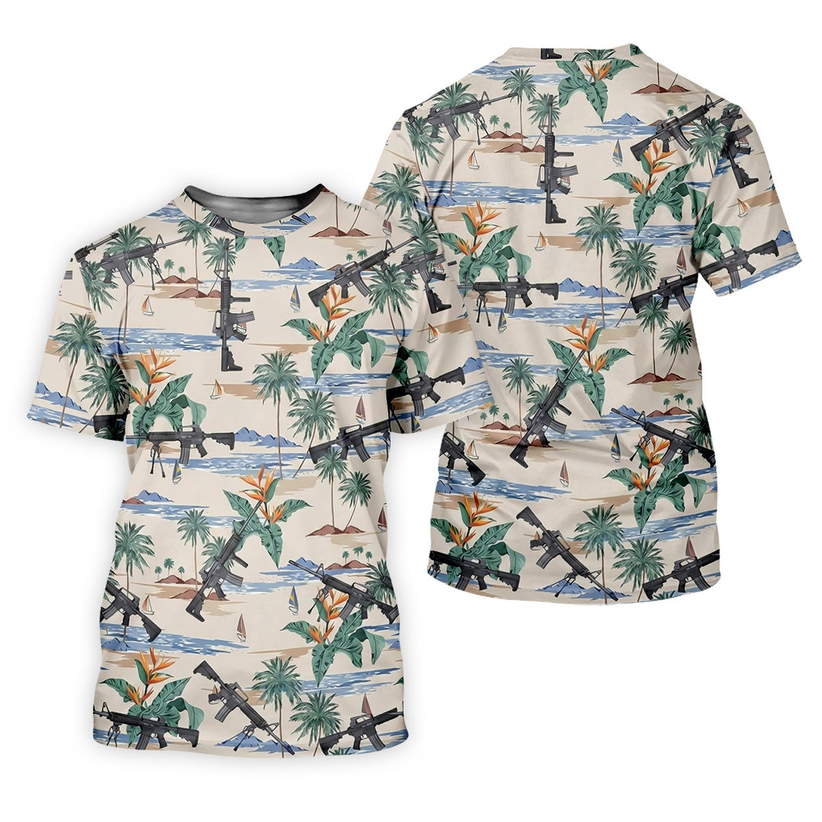 Hawaiian Palm Tree With Army Theme Women Golf Top, Ladies Golf Shirts, Golfing Apparel