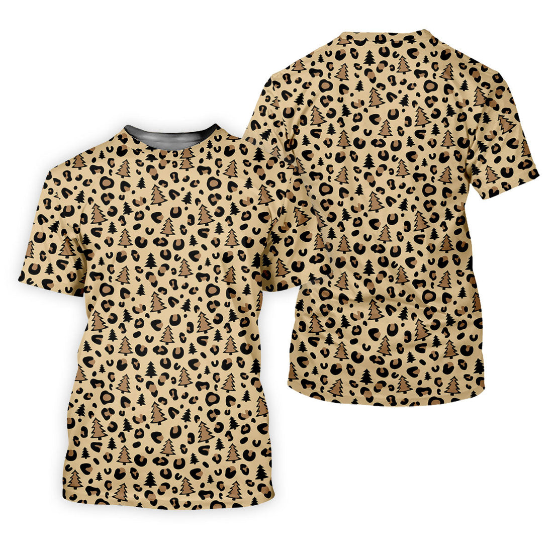 Xmas Pine Tree Leopard Pattern Brown Golf Shirt, Christmas Golf Shirt, Cute Golf Outfit, Women's Golf Shirts
