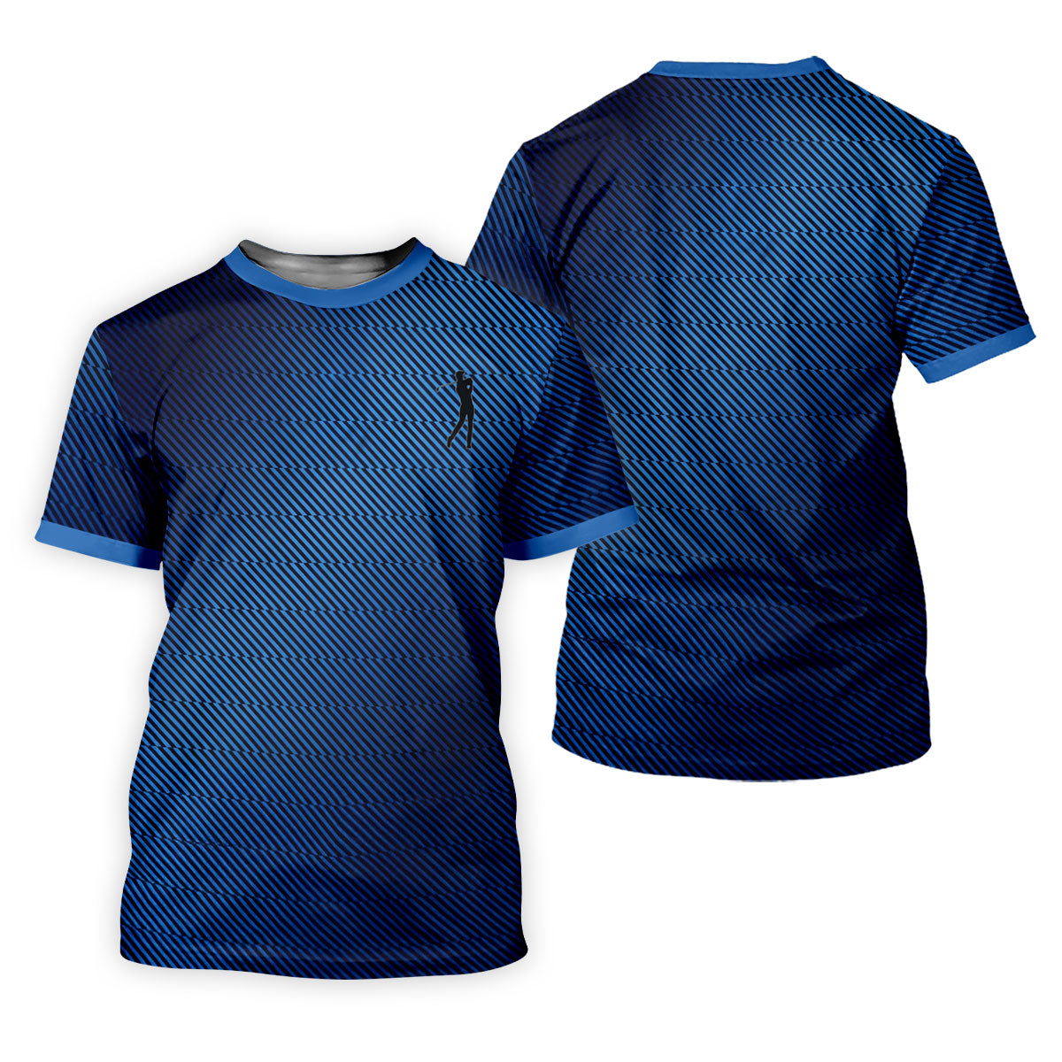 Retro Abstract Gradient Stripe Blue Lines Golf Shirt, Patriotic 4th Of July Golf Shirt For Women