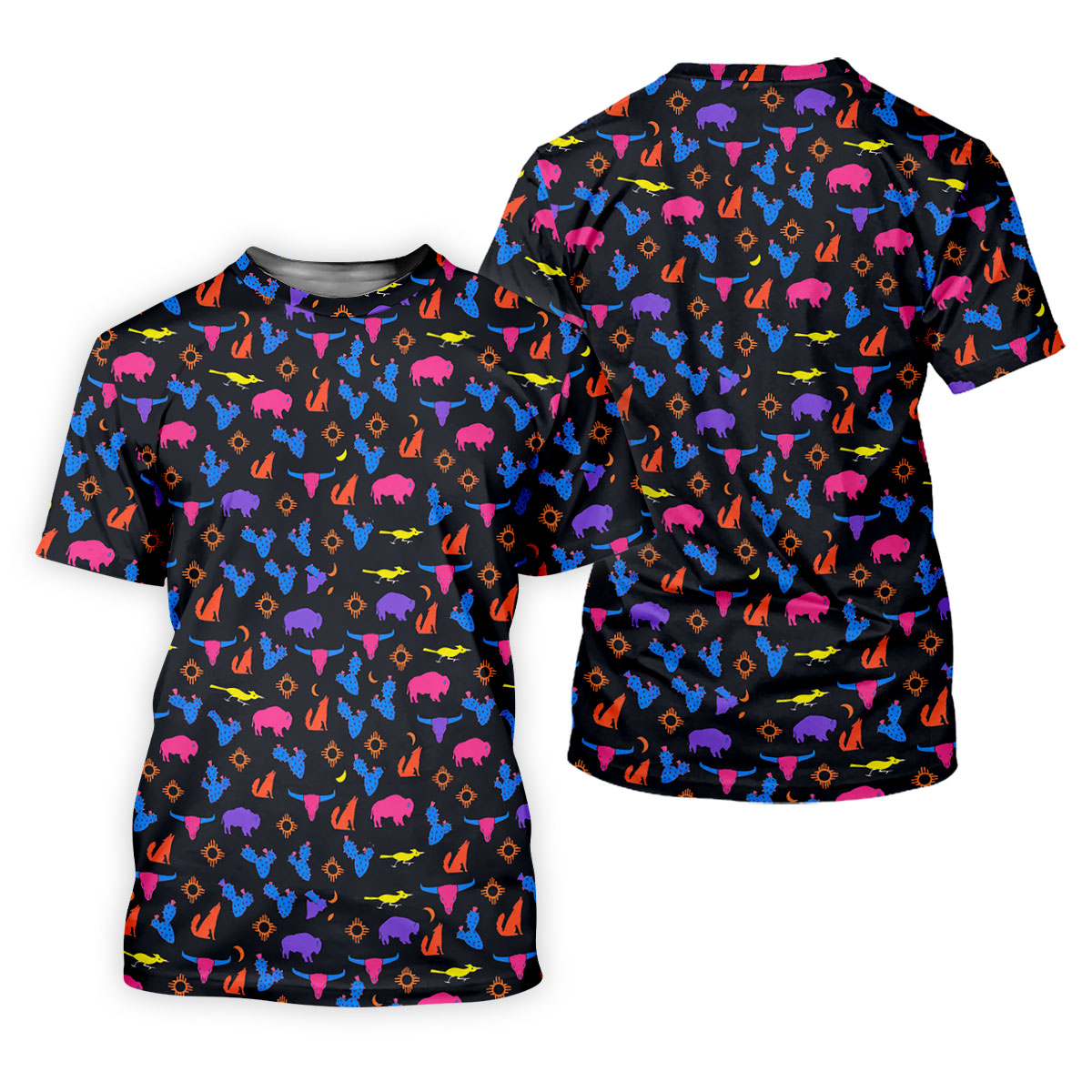 Neon Desert Cactus Buffalo Hawaiian Golf Shirt, Golf Polo For Women, Printed Golf Shirt