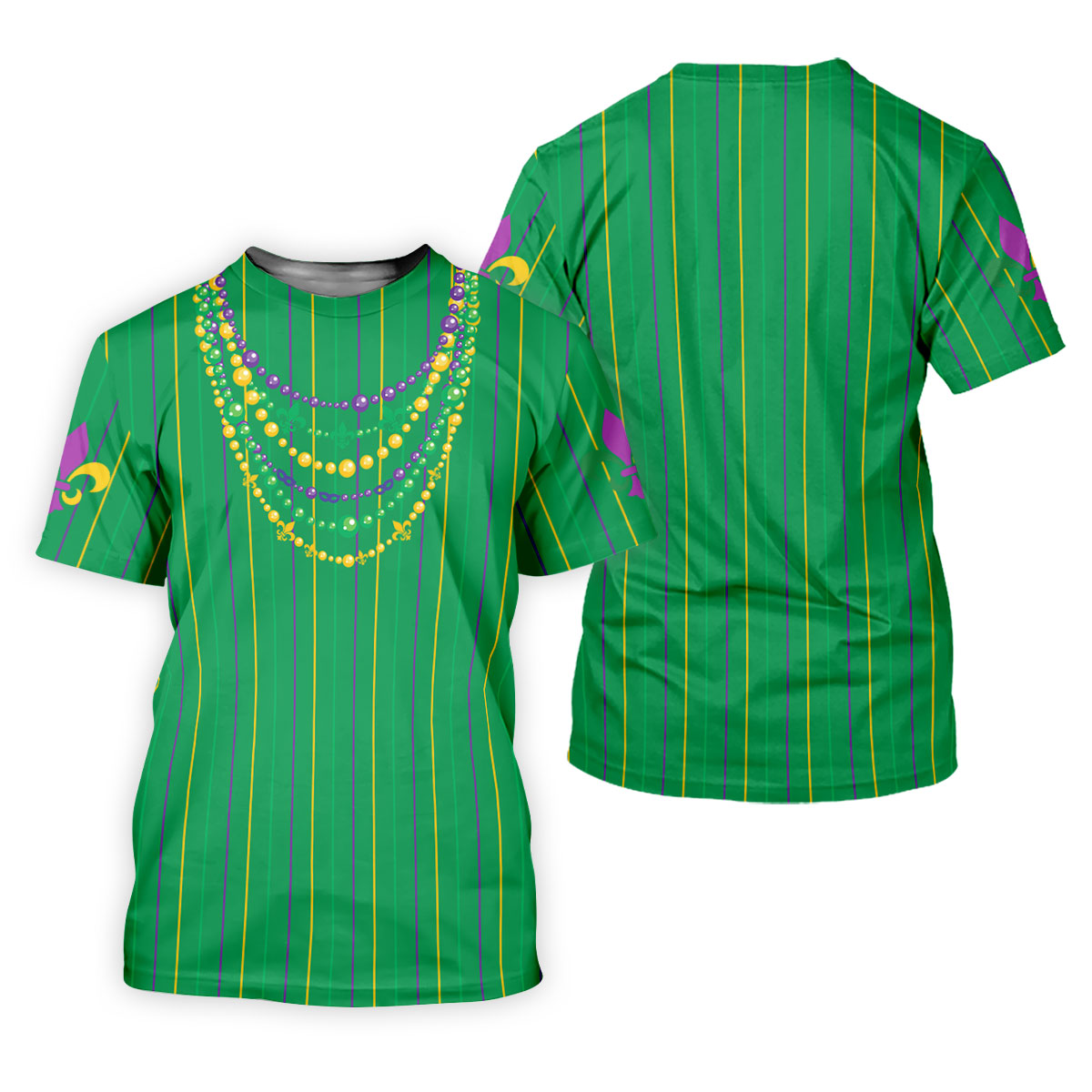 Mardi Gras Beads Necklaces Print Green Golf Shirt, Women's Golf Shirts, Ladies Golf Polos, Golf Shirt For Women