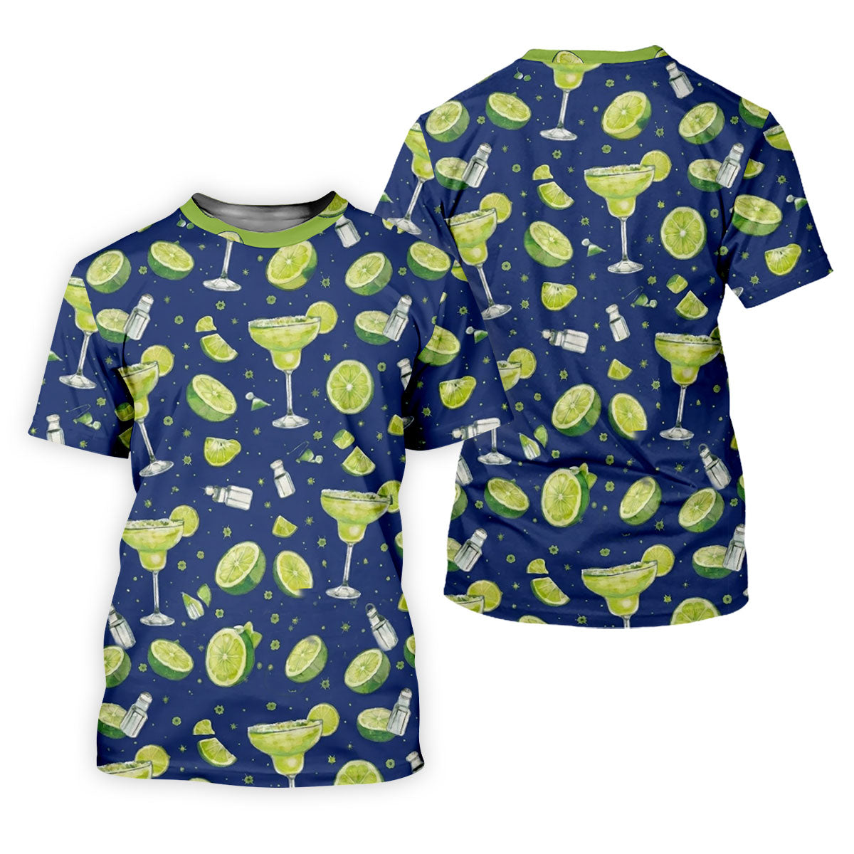Margarita Cocktail Golf Shirt, Tropical Lime Drink Pattern, Golf Shirt For Men