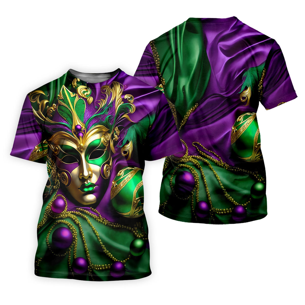 Mardi Gras Face Mask Purple Green Gold Women's Golf Tops, Ladies Golf Polos, Women's Polo Shirt