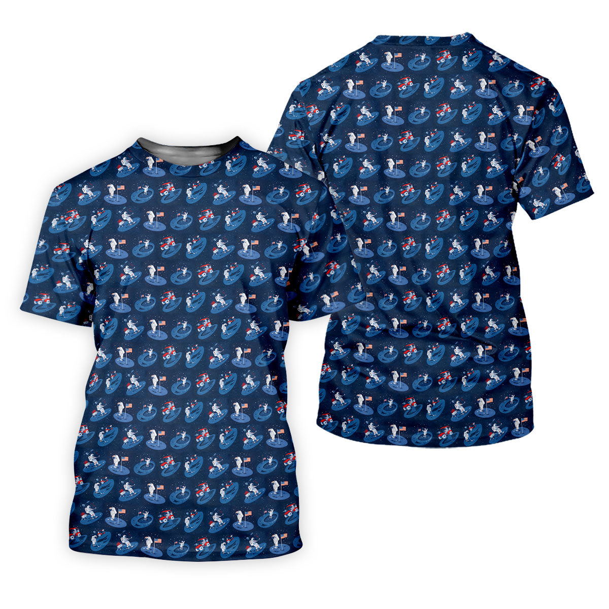 One Small Putt For Man Astronaut Golf US Flag Women's Golf Tops, Ladies Golf Shirt