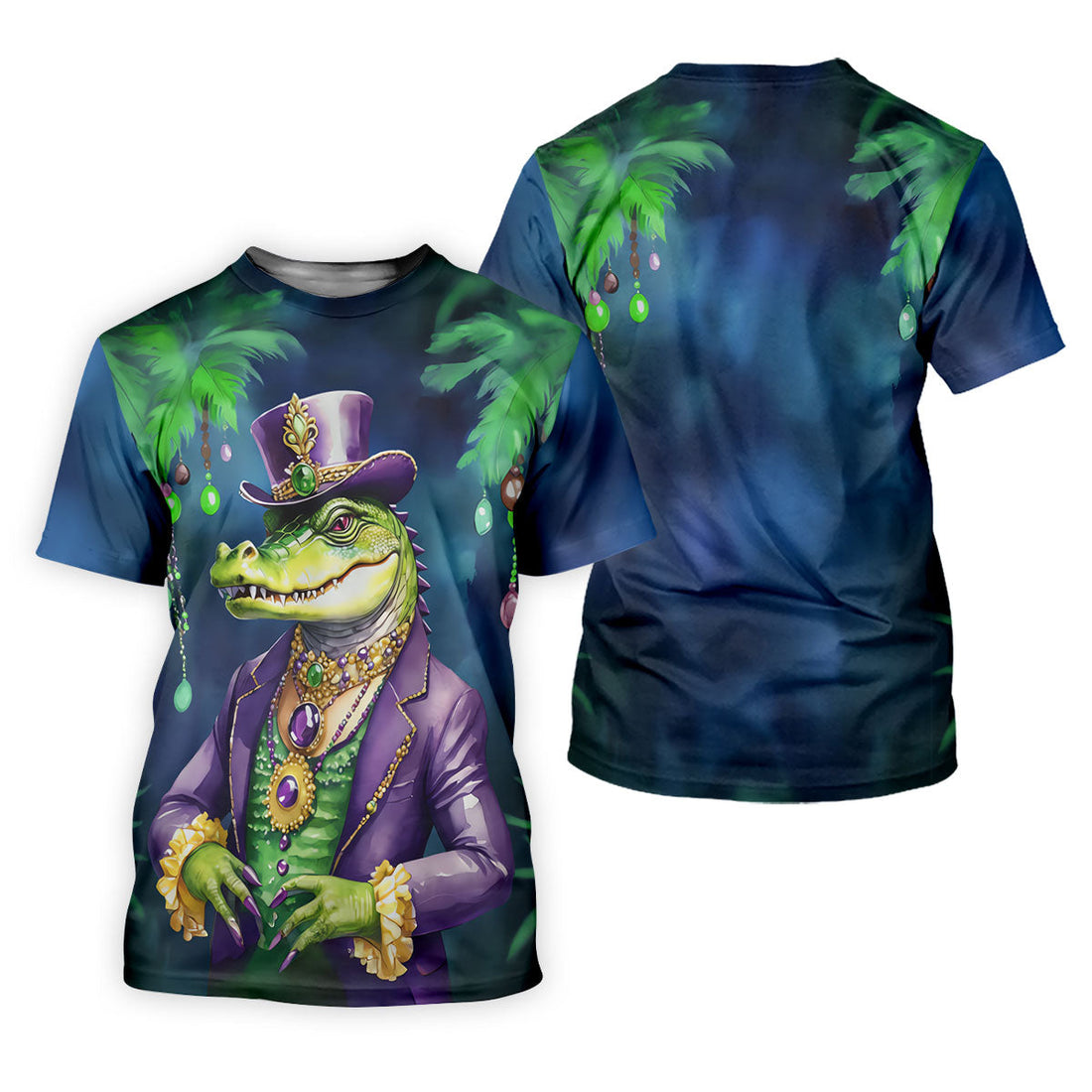Mardi Gras Alligator Navy Golf Shirt, Fun Women's Golf Shirts, Women's Golf Tops, Ladies Golf Polos