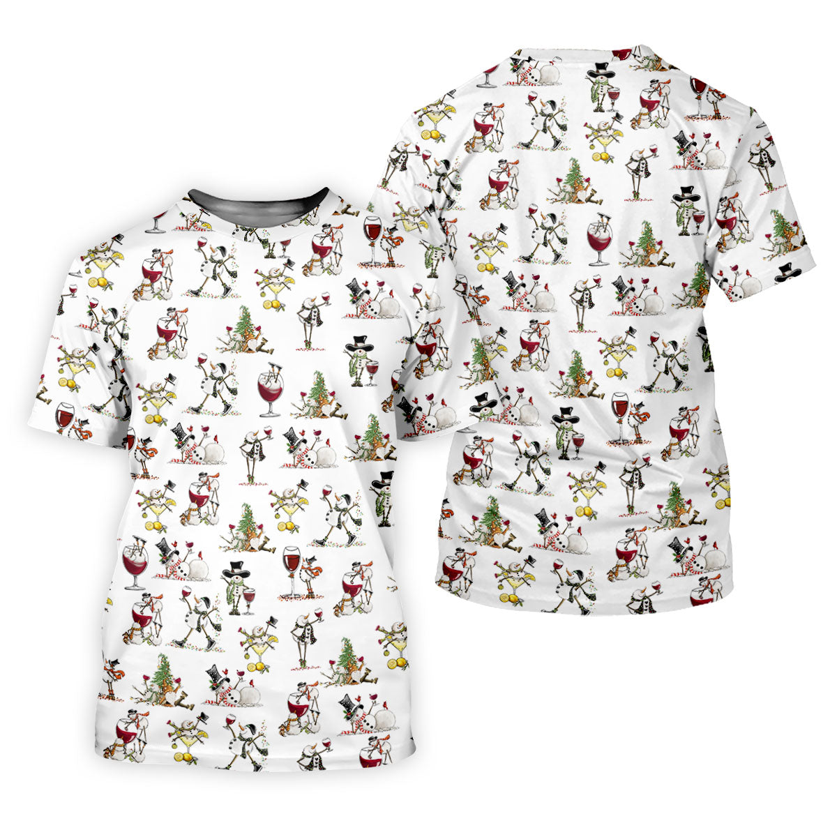 Funny Snowman Drinking Wine White Golf Shirt, Christmas Golf Shirt, Women's Golf Tops, Ladies Golf Shirts